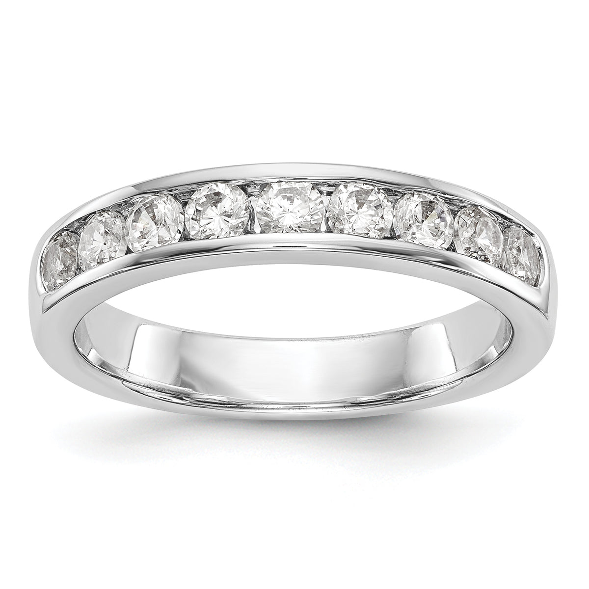 14K White Gold 9-Stone 3/4 carat Round Diamond Complete Channel Band - 6