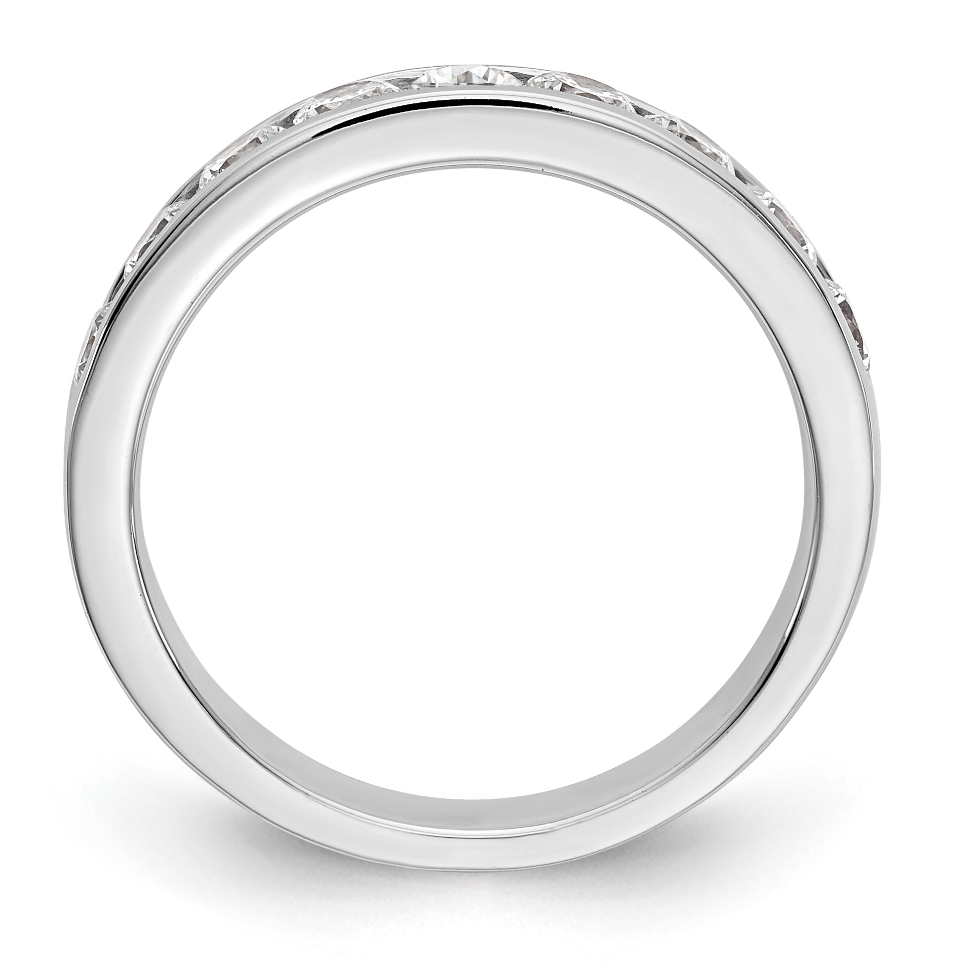 14K White Gold 9-Stone 7/8 carat Round Diamond Complete Channel Band - 6