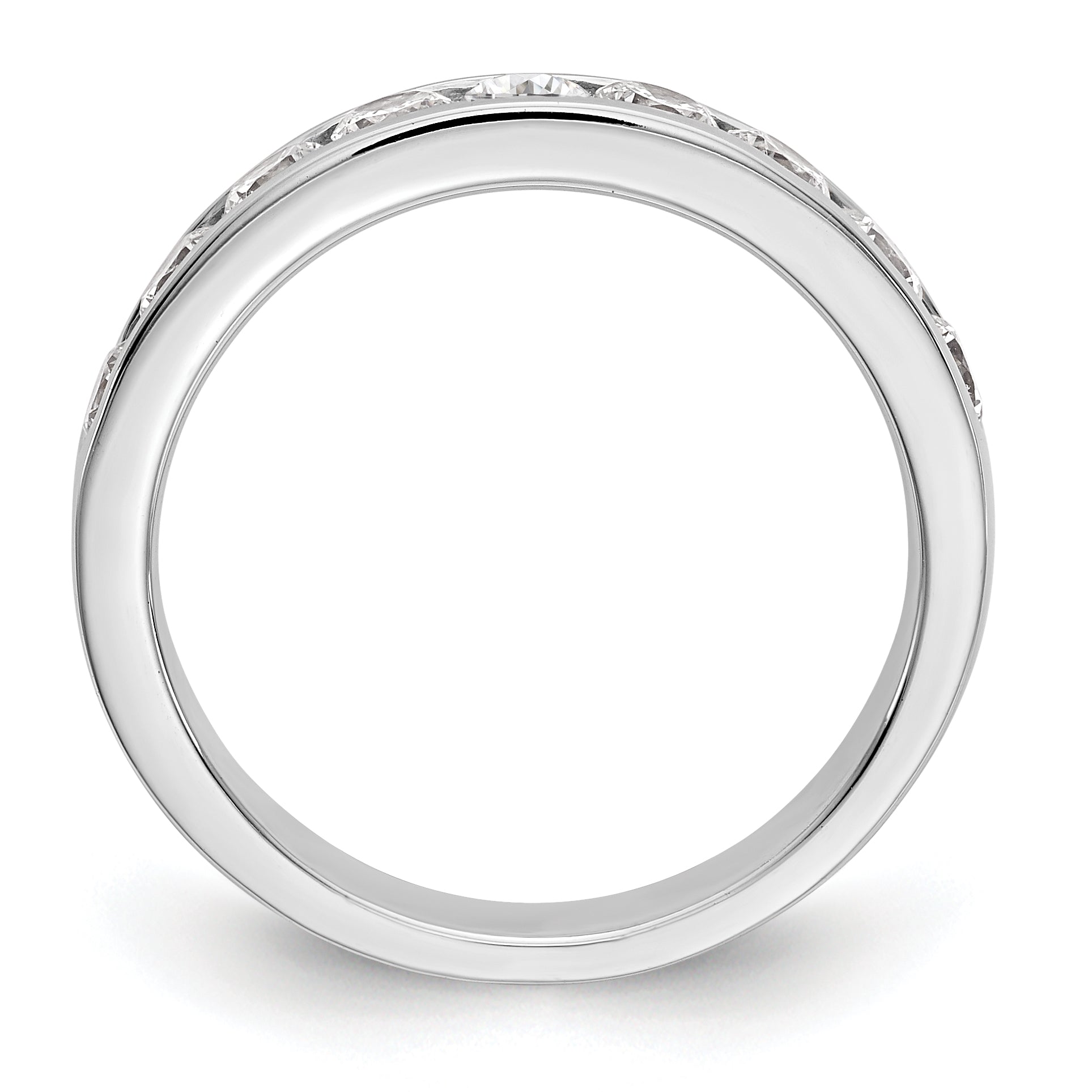14K White Gold 9-Stone 7/8 carat Round Diamond Complete Channel Band