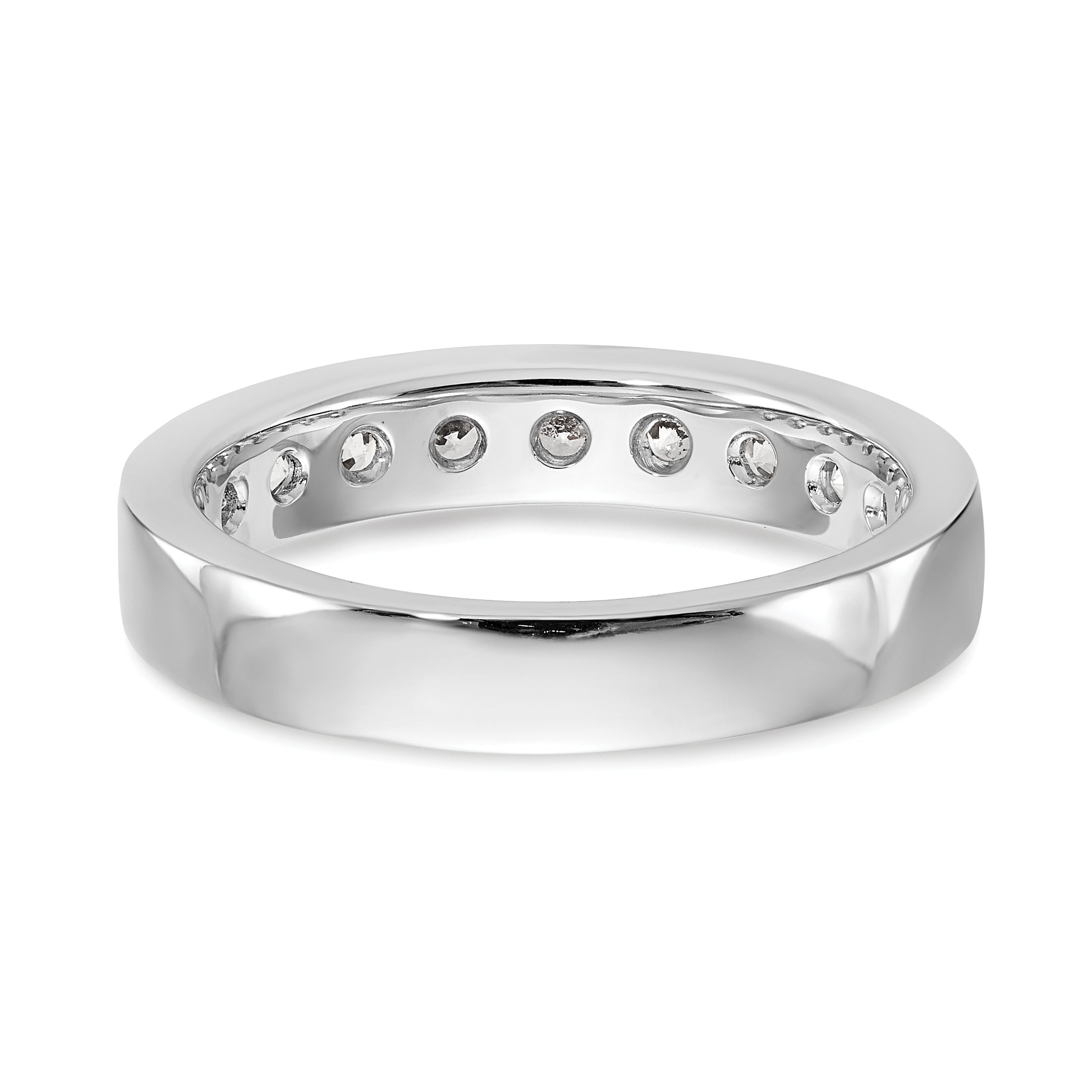 14K White Gold 9-Stone 7/8 carat Round Diamond Complete Channel Band