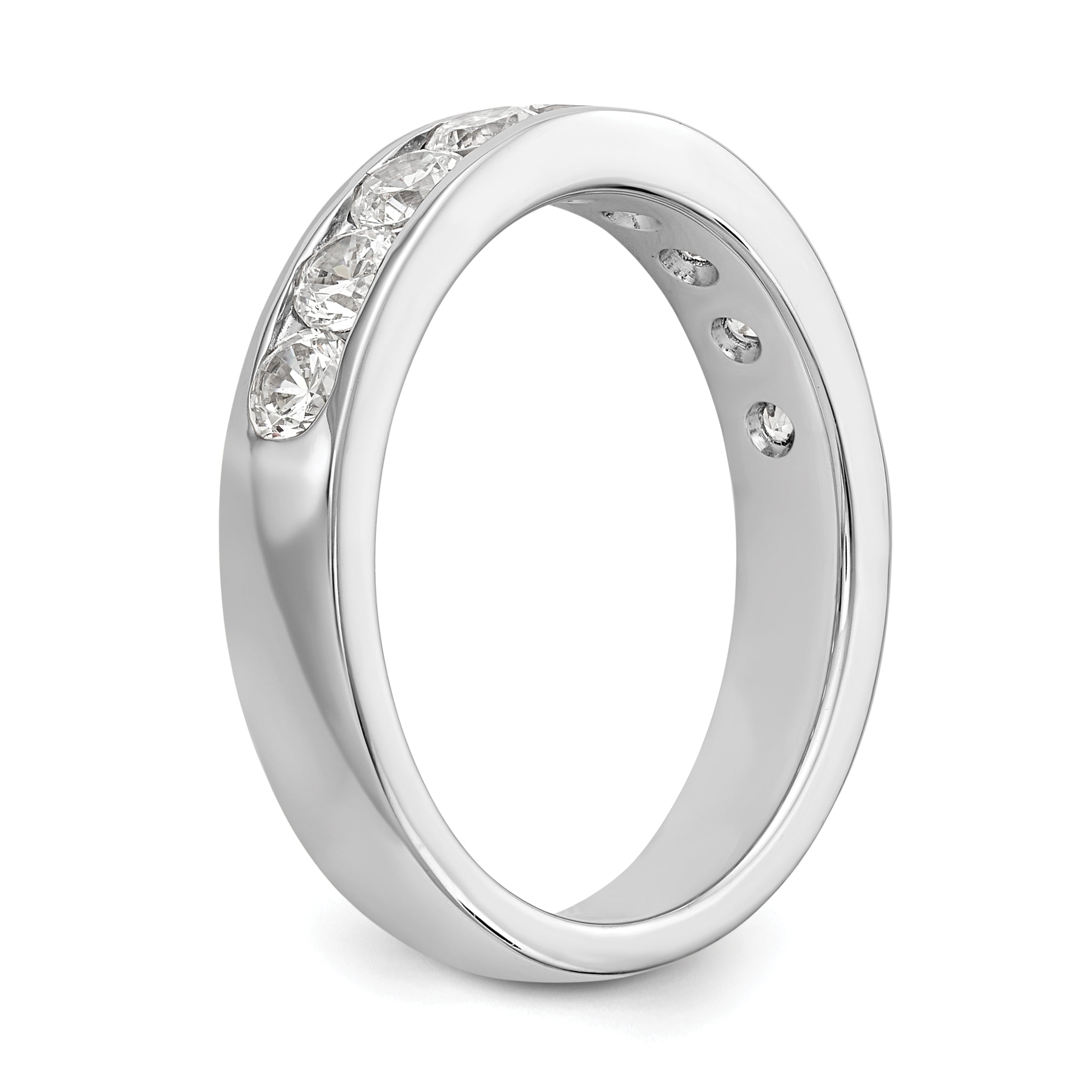 14K White Gold 9-Stone 7/8 carat Round Diamond Complete Channel Band
