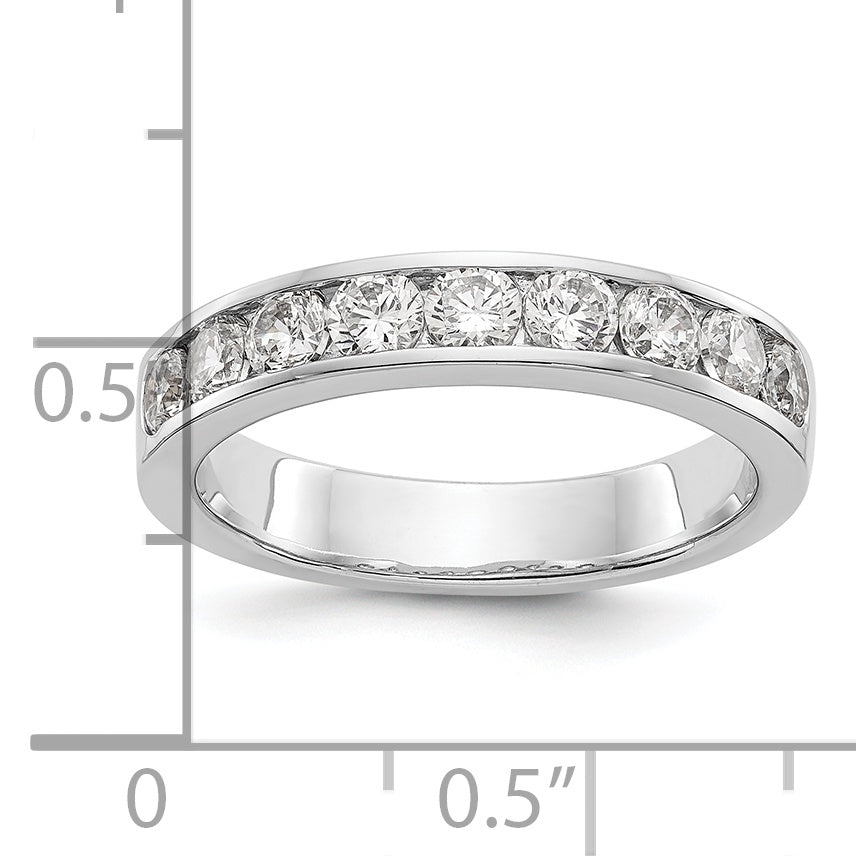 14K White Gold 9-Stone 7/8 carat Round Diamond Complete Channel Band