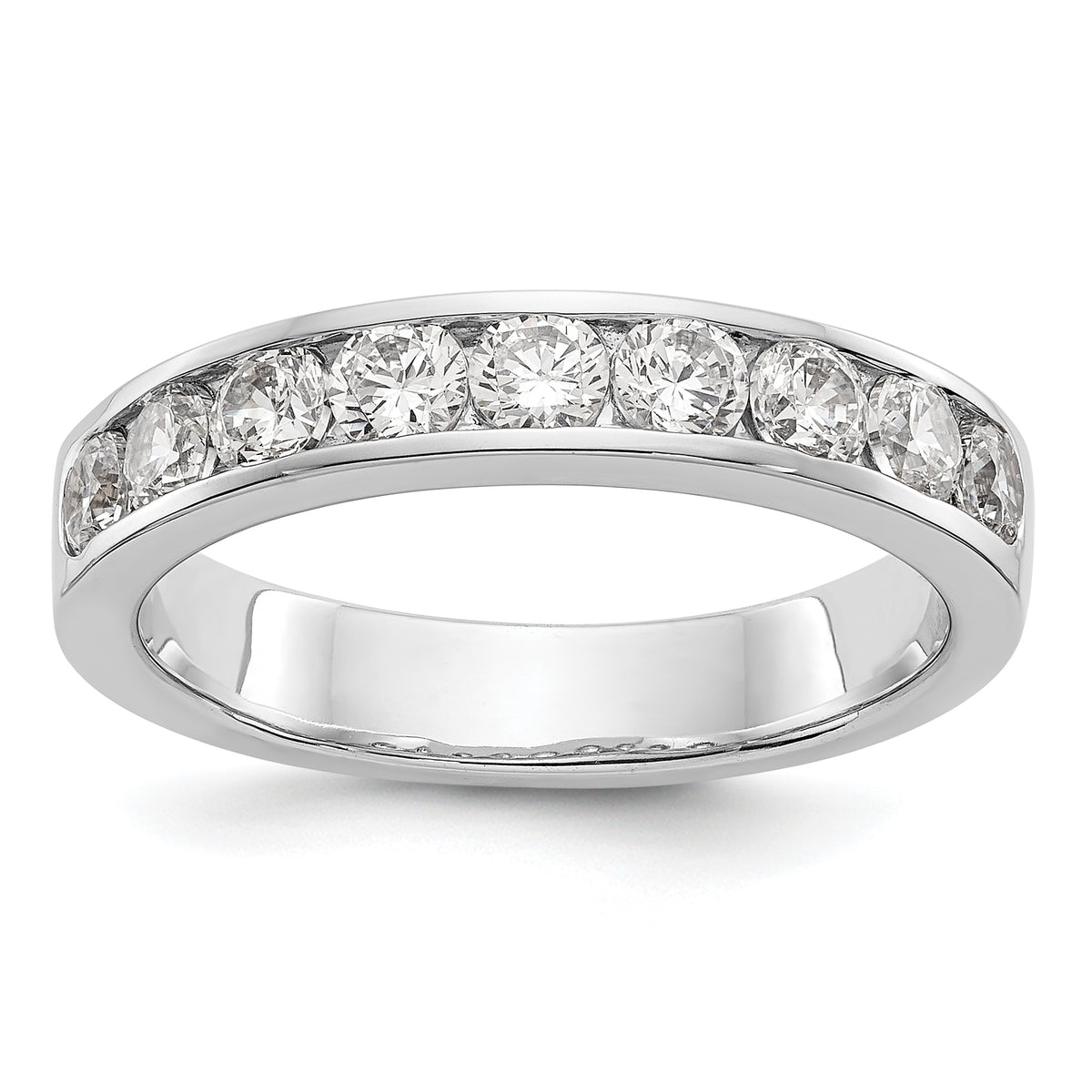 14K White Gold 9-Stone 7/8 carat Round Diamond Complete Channel Band - 6