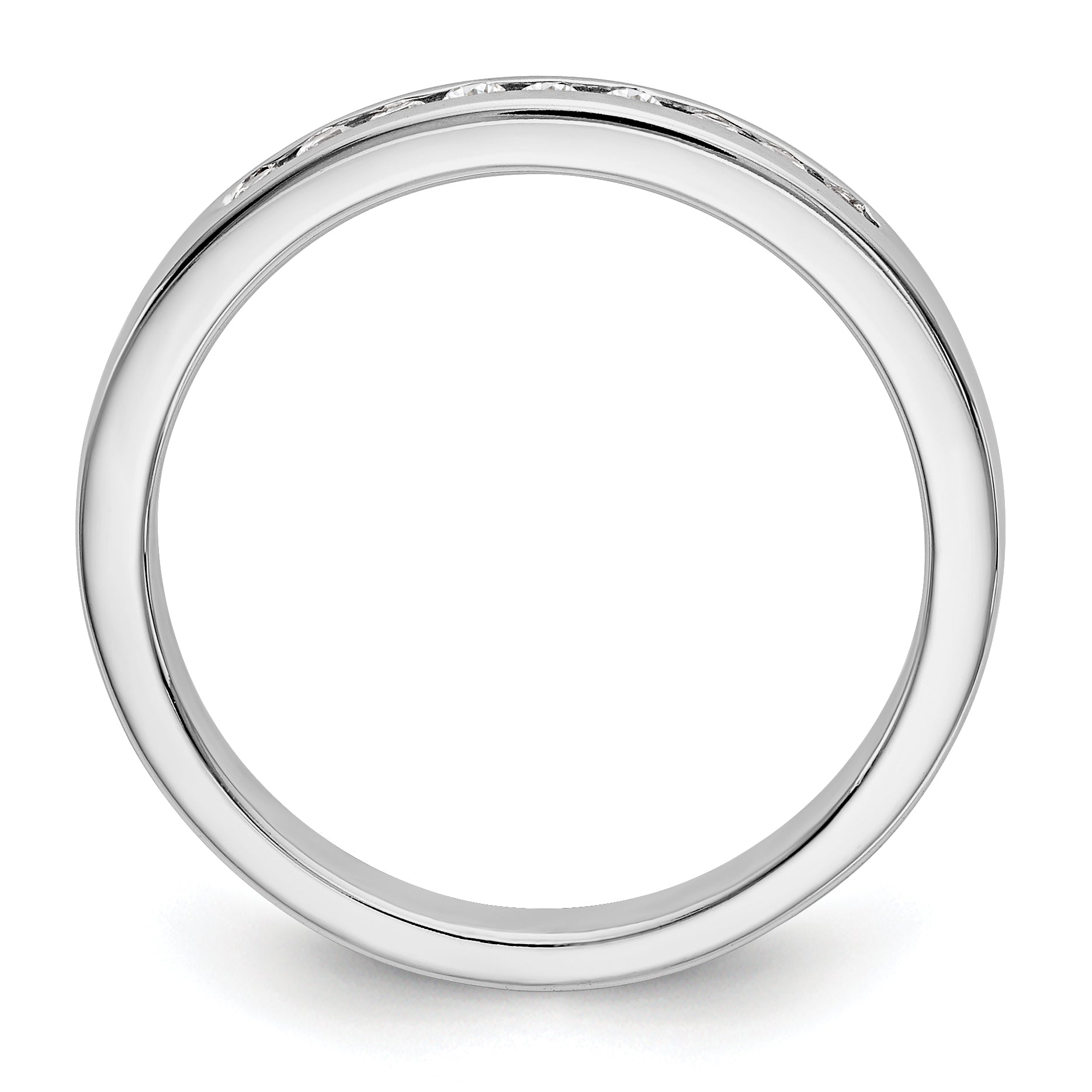 14K White Gold 9-Stone 1/5 carat Round Diamond Complete Channel Band