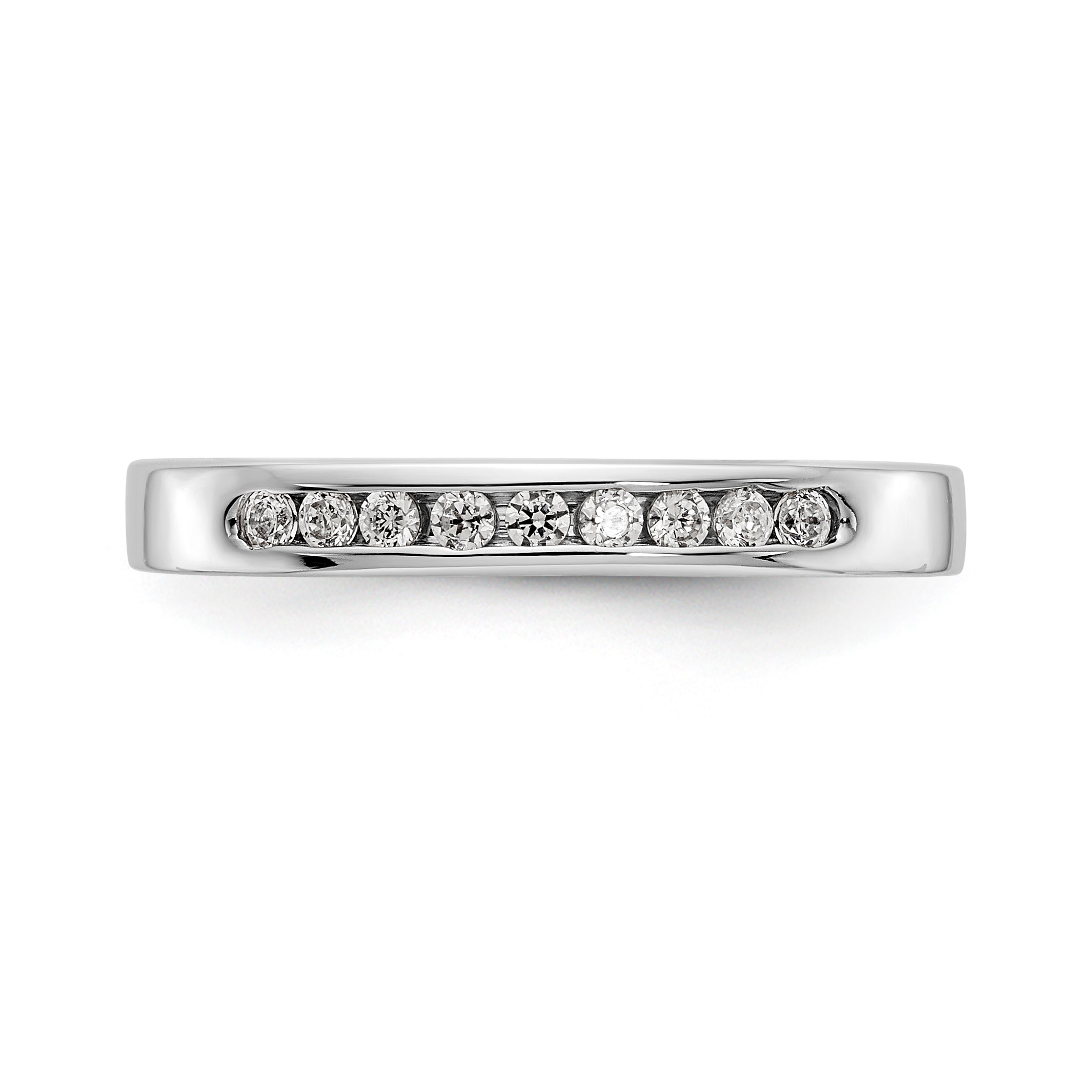 14K White Gold 9-Stone 1/5 carat Round Diamond Complete Channel Band - 6