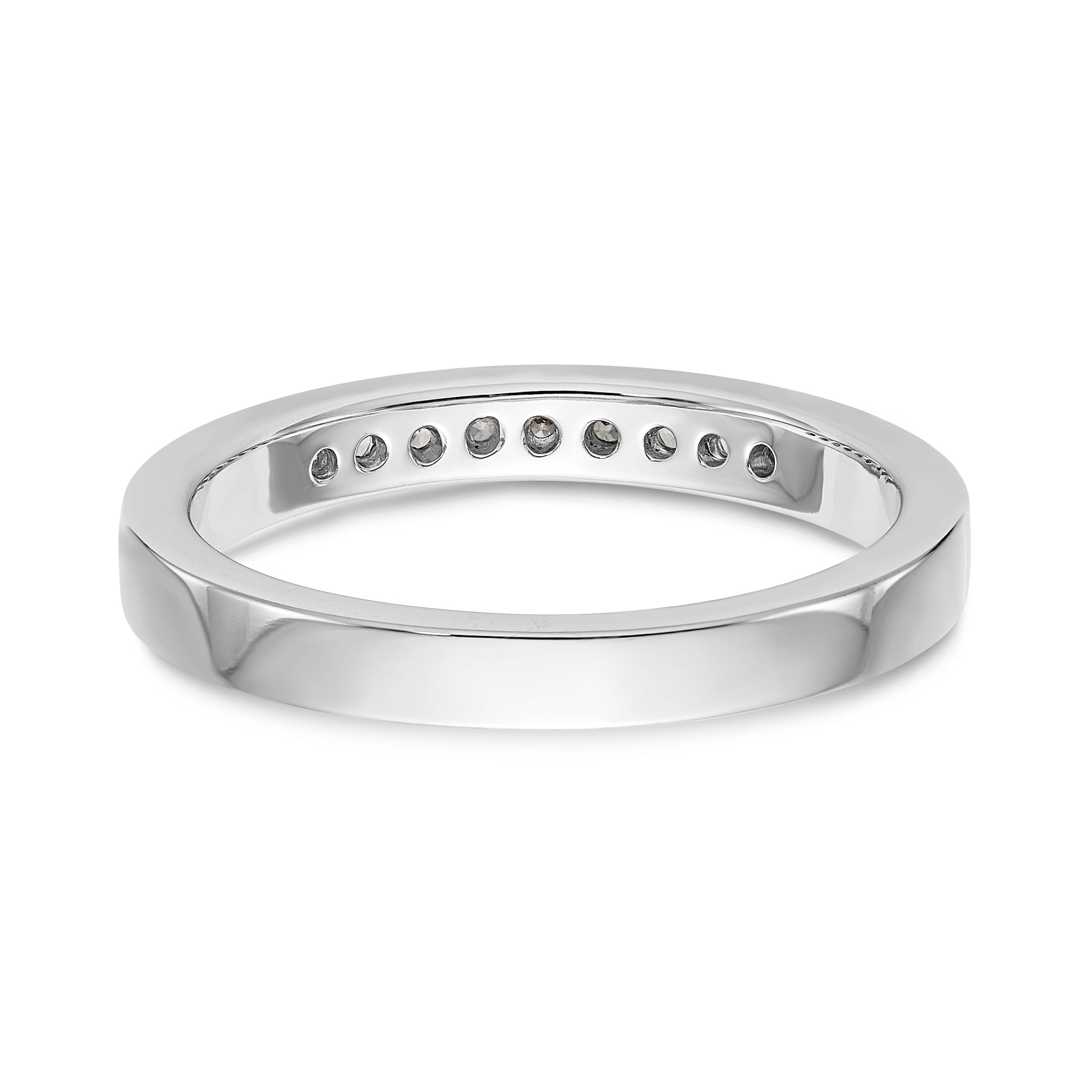 14K White Gold 9-Stone 1/5 carat Round Diamond Complete Channel Band - 6