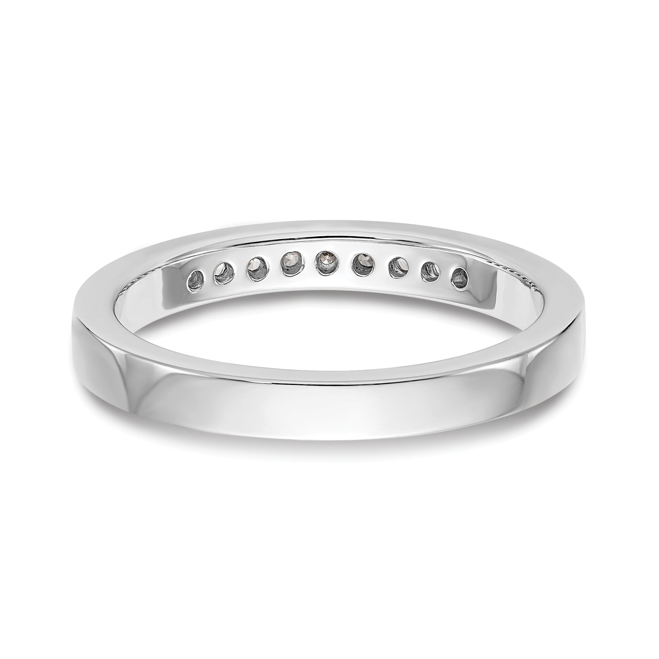 14K White Gold 9-Stone 1/5 carat Round Diamond Complete Channel Band
