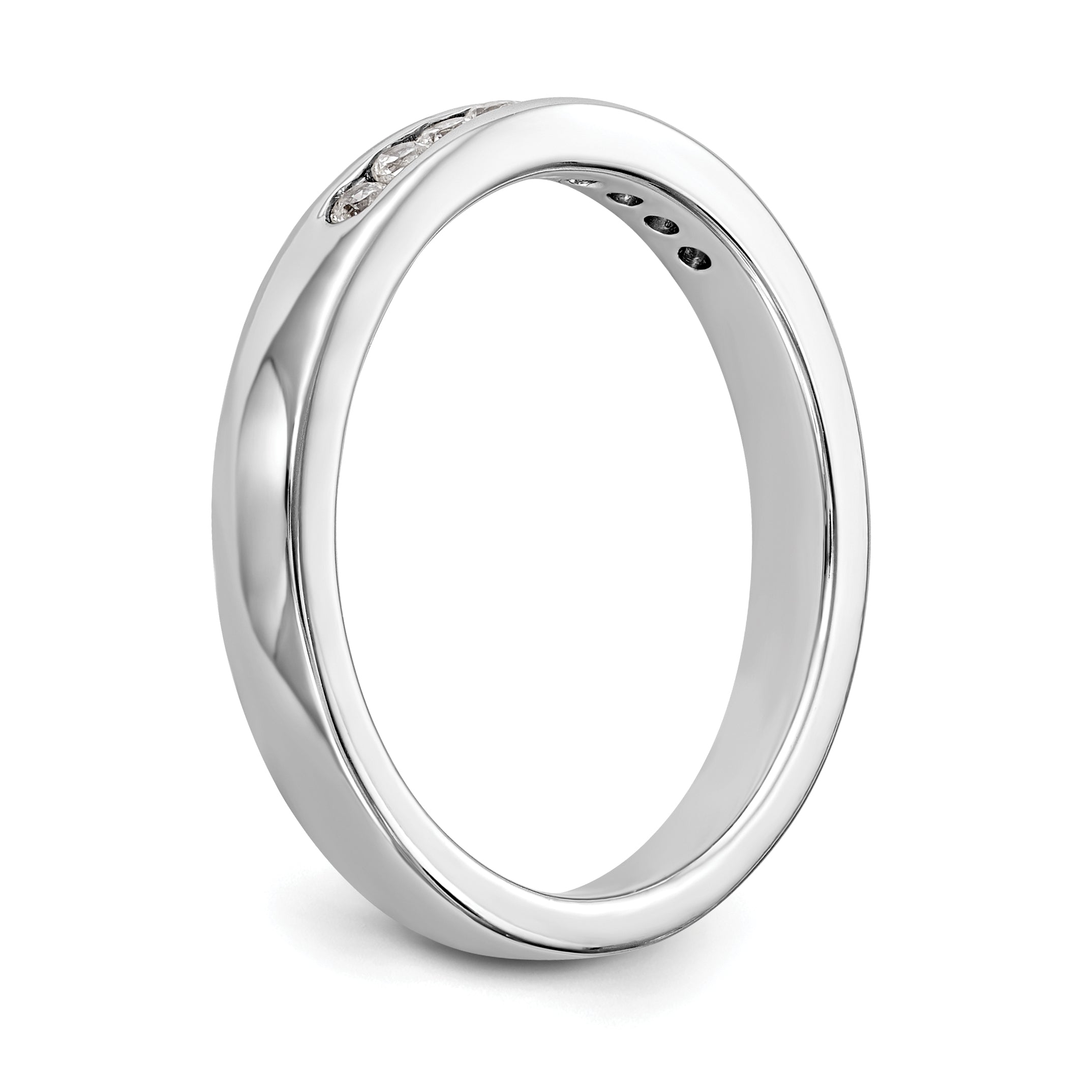 14K White Gold 9-Stone 1/5 carat Round Diamond Complete Channel Band