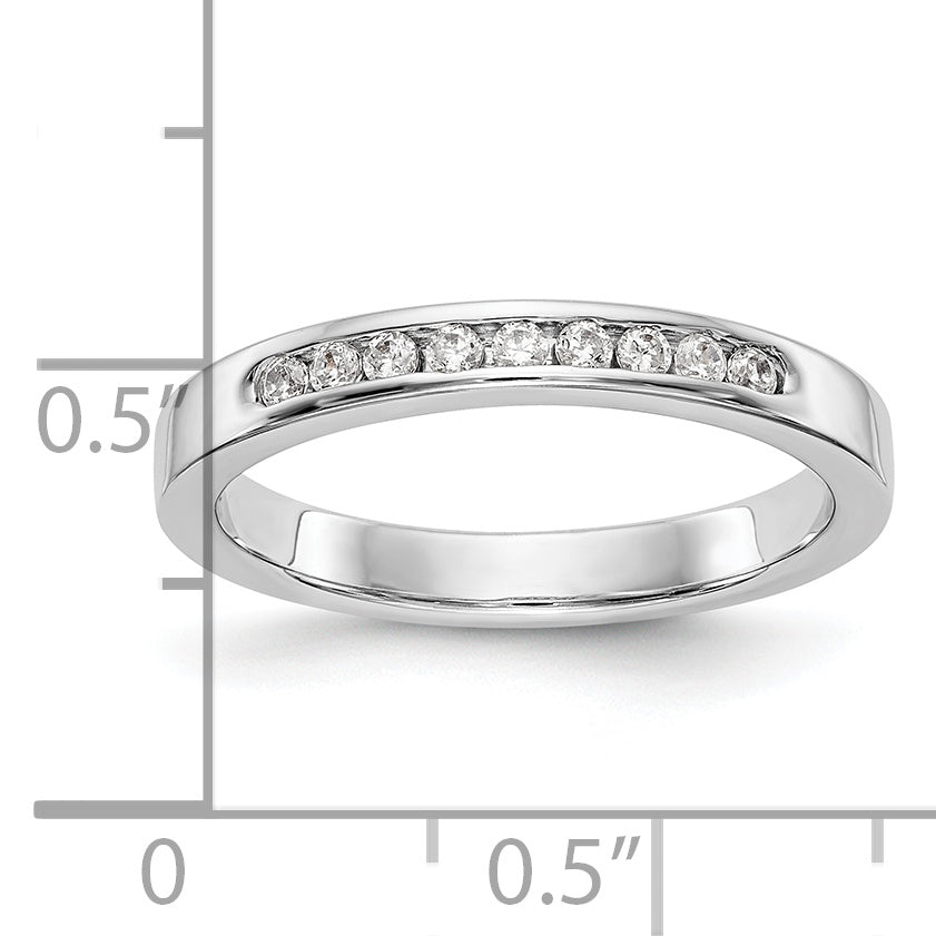 14K White Gold 9-Stone 1/5 carat Round Diamond Complete Channel Band