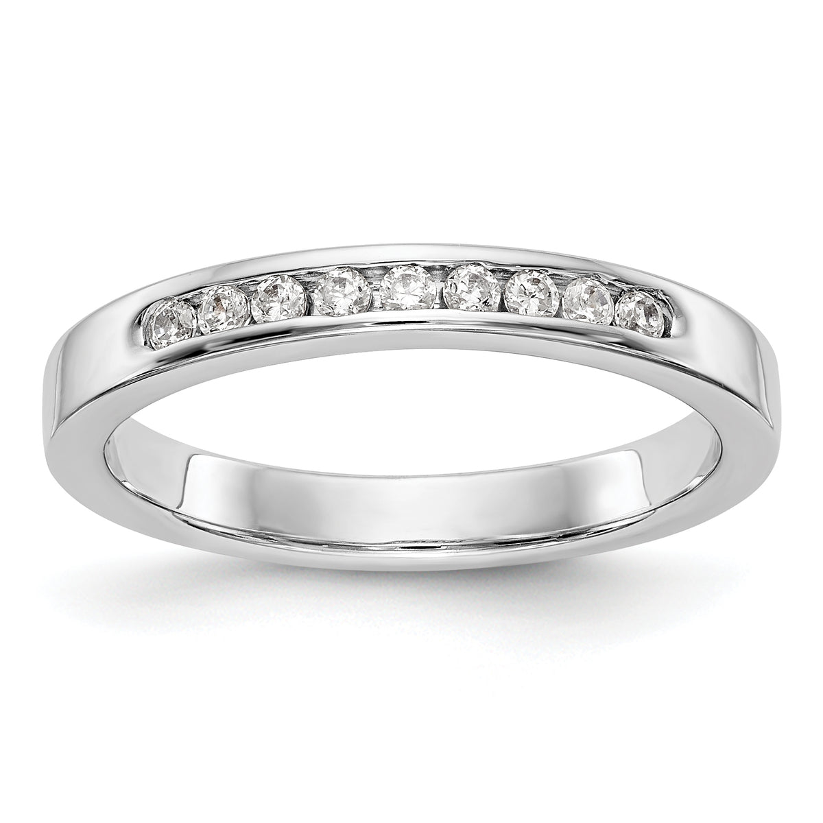 14K White Gold 9-Stone 1/5 carat Round Diamond Complete Channel Band - 6
