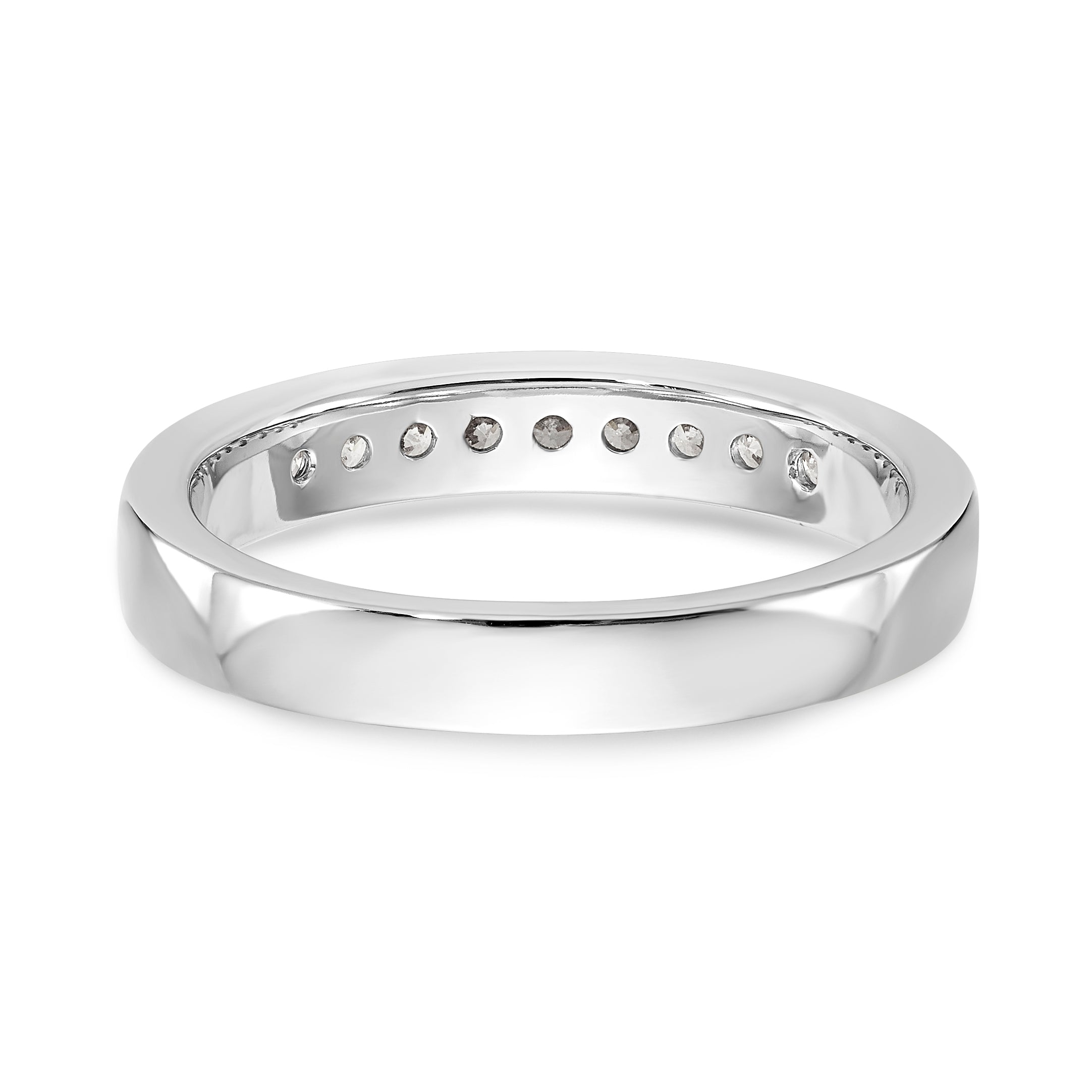 14K White Gold 9-Stone 1/4 carat Round Diamond Complete Channel Band