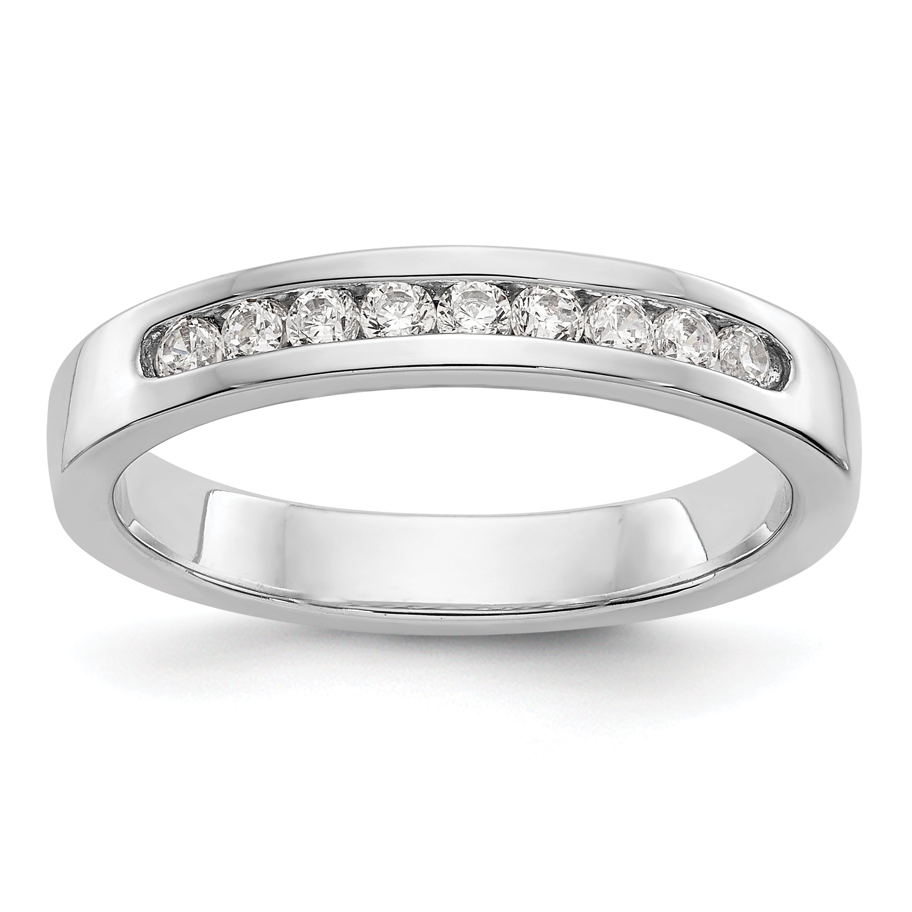 14K White Gold 9-Stone 1/4 carat Round Diamond Complete Channel Band Main image