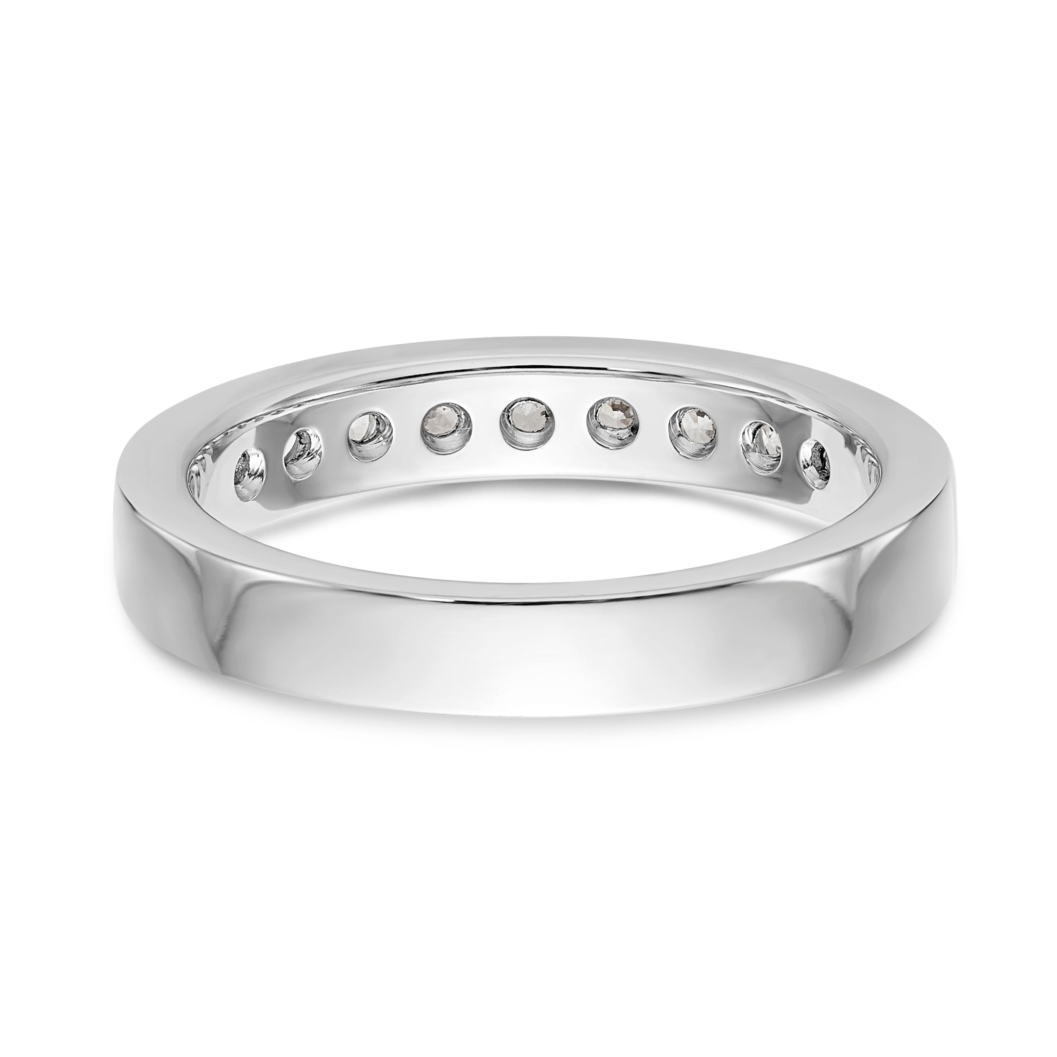14K White Gold 9-Stone 1/2 carat Round Diamond Complete Channel Band