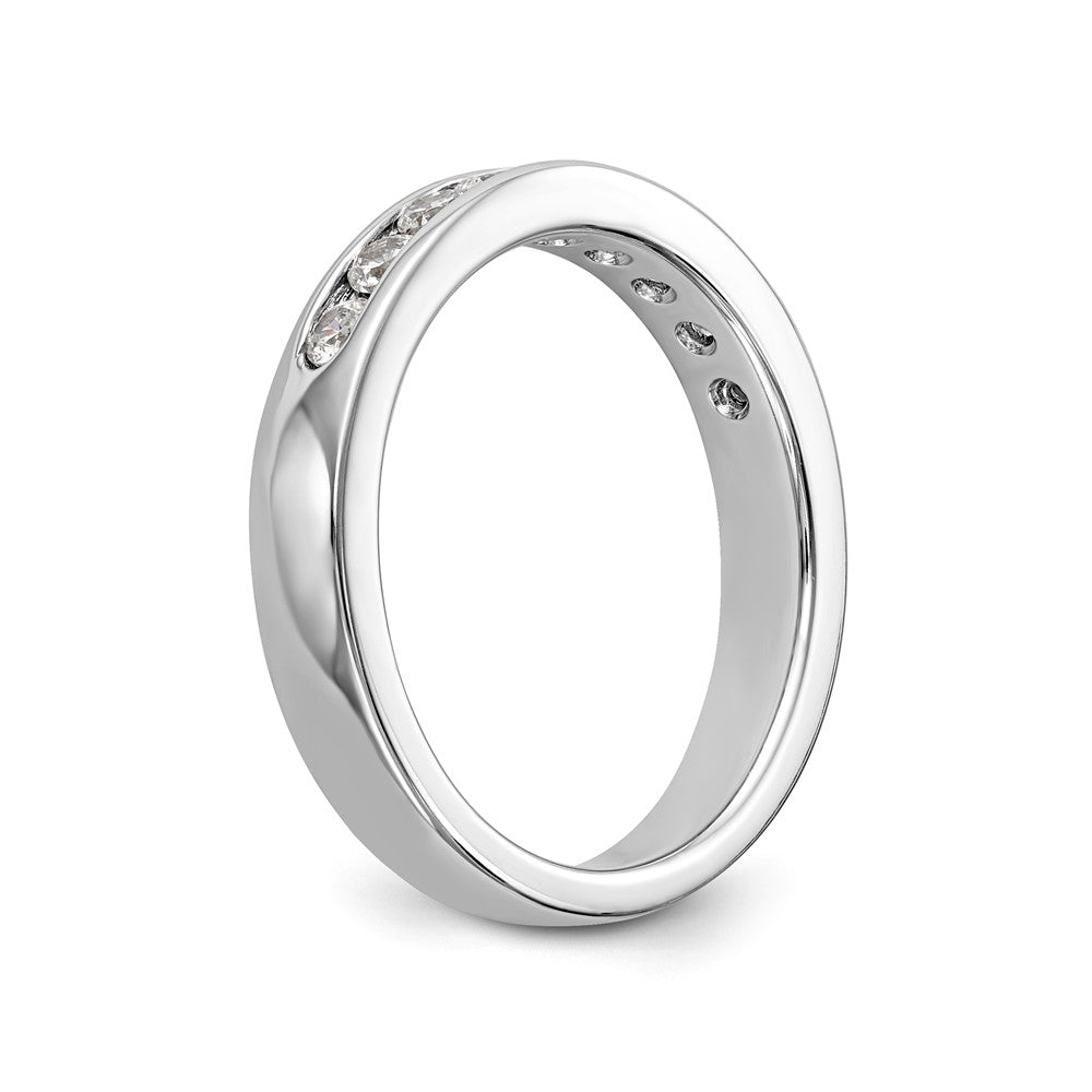 14K White Gold 9-Stone 1/2 carat Round Diamond Complete Channel Band