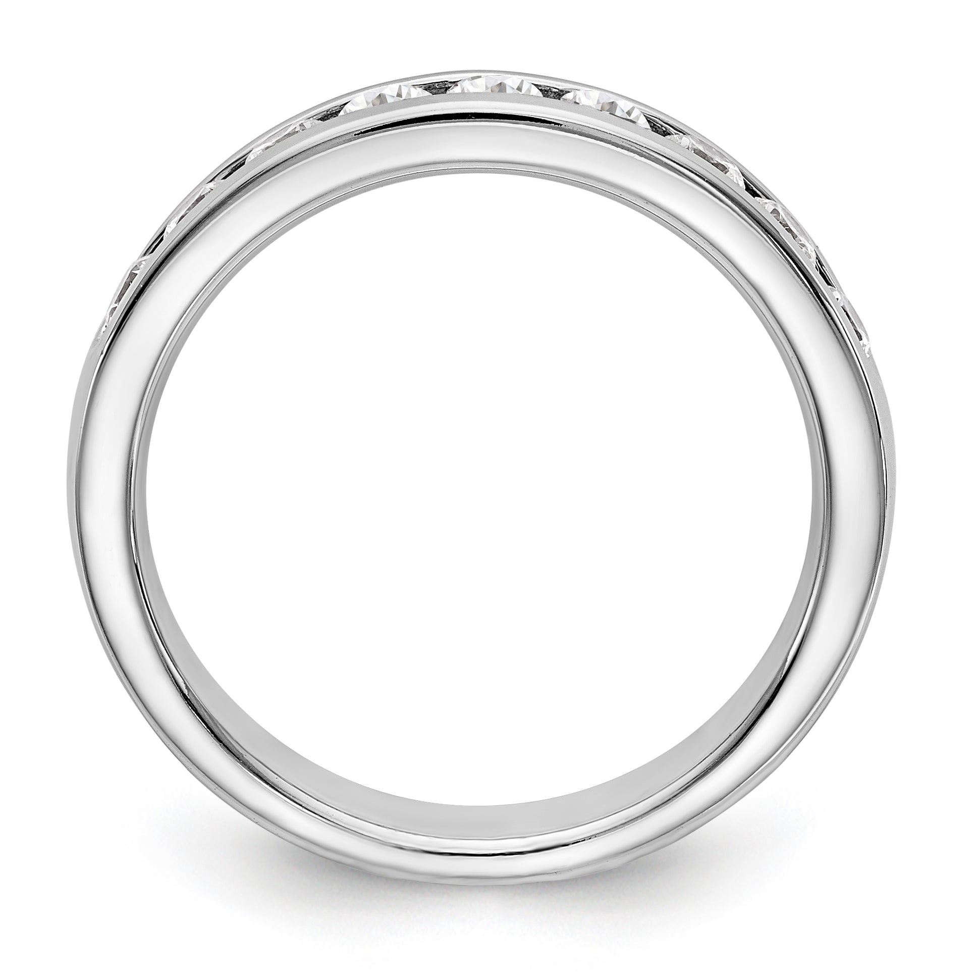 14K White Gold 9-Stone 1/2 carat Round Diamond Complete Channel Band - 6