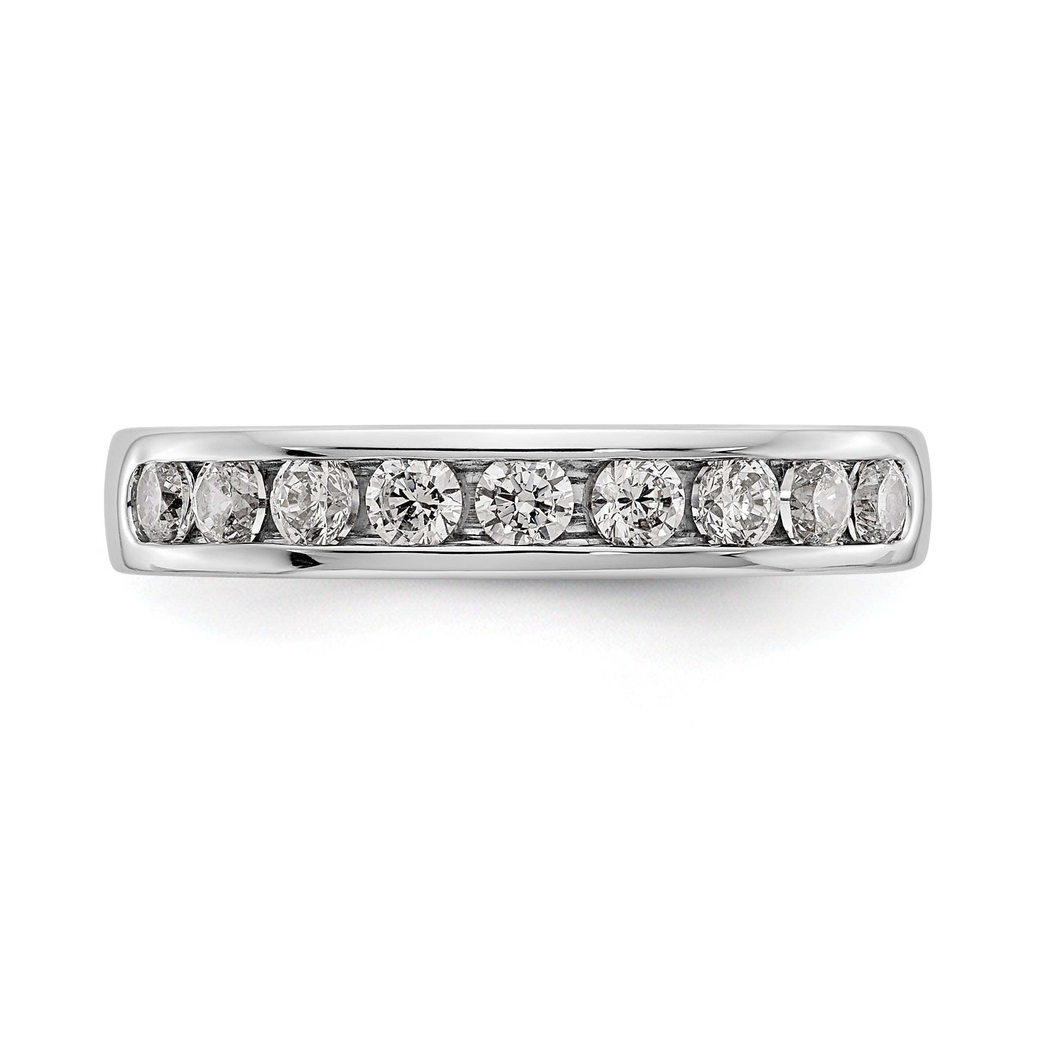14K White Gold 9-Stone 1/2 carat Round Diamond Complete Channel Band - 6