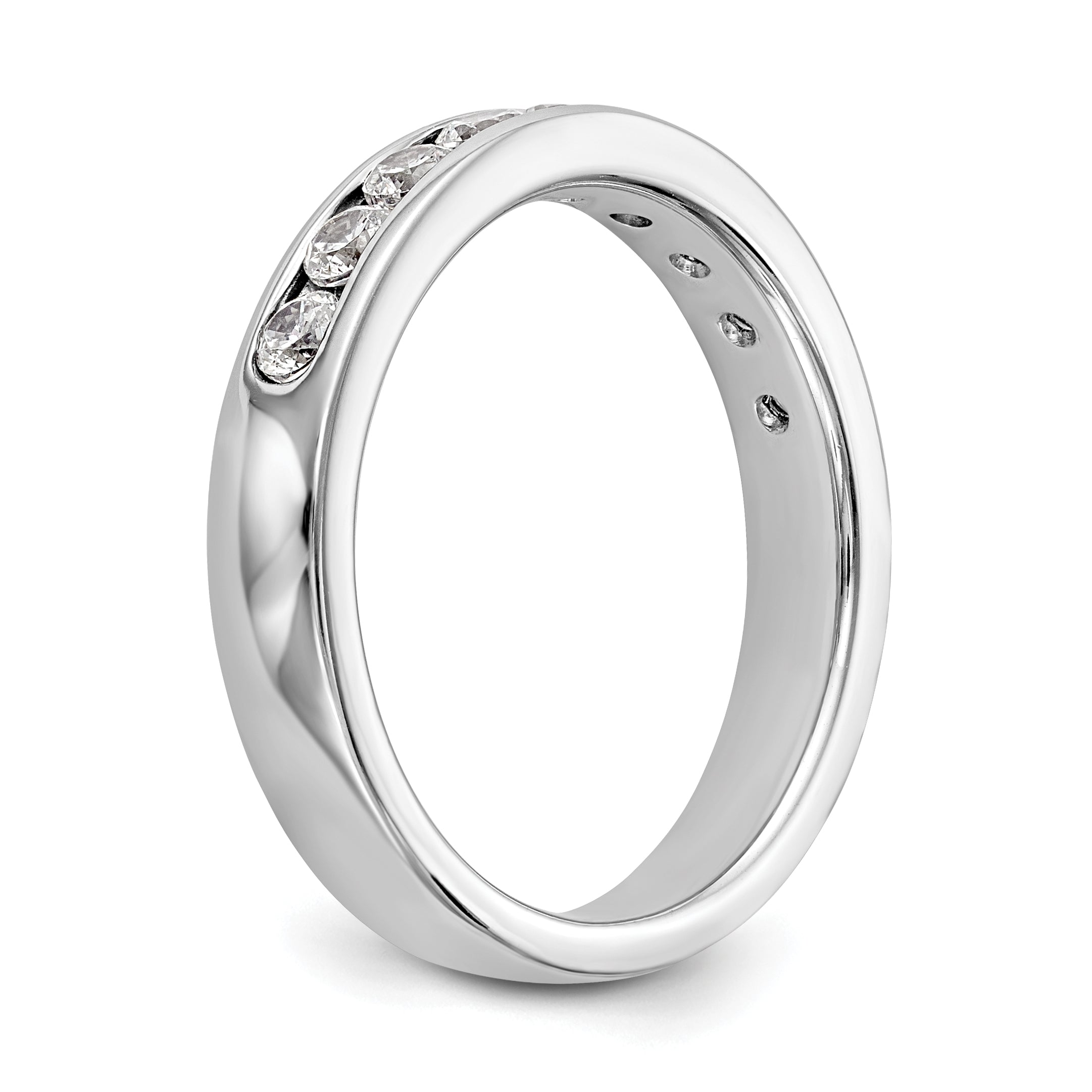 14K White Gold 9-Stone 1/2 carat Round Diamond Complete Channel Band