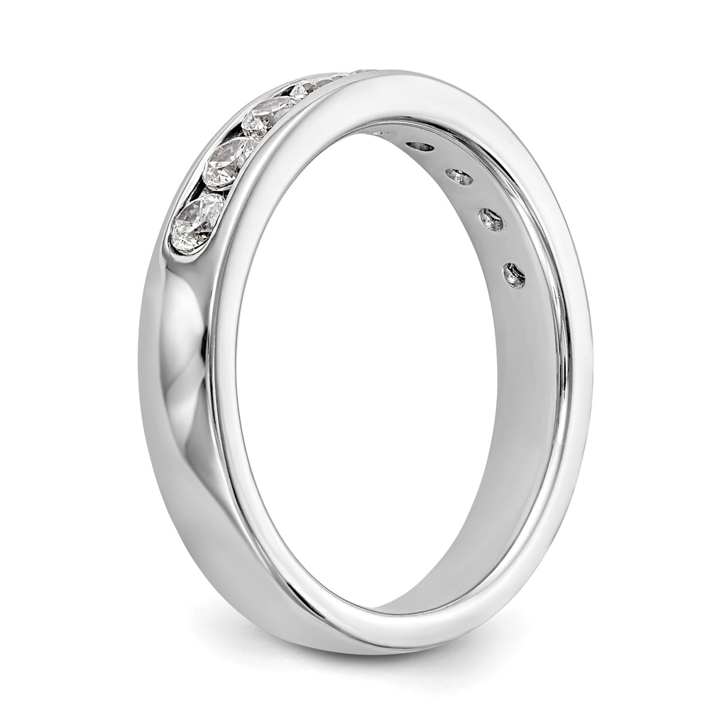 14K White Gold 9-Stone 1/2 carat Round Diamond Complete Channel Band