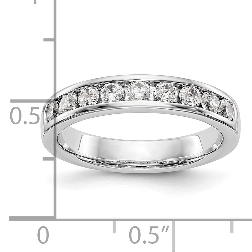 14K White Gold 9-Stone 1/2 carat Round Diamond Complete Channel Band