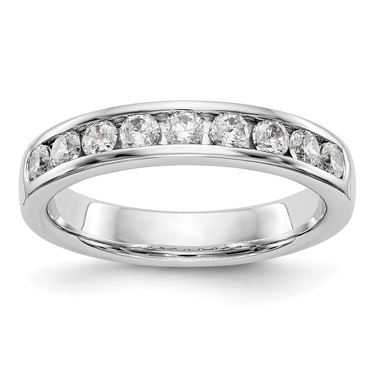14K White Gold 9-Stone 1/2 carat Round Diamond Complete Channel Band - 6