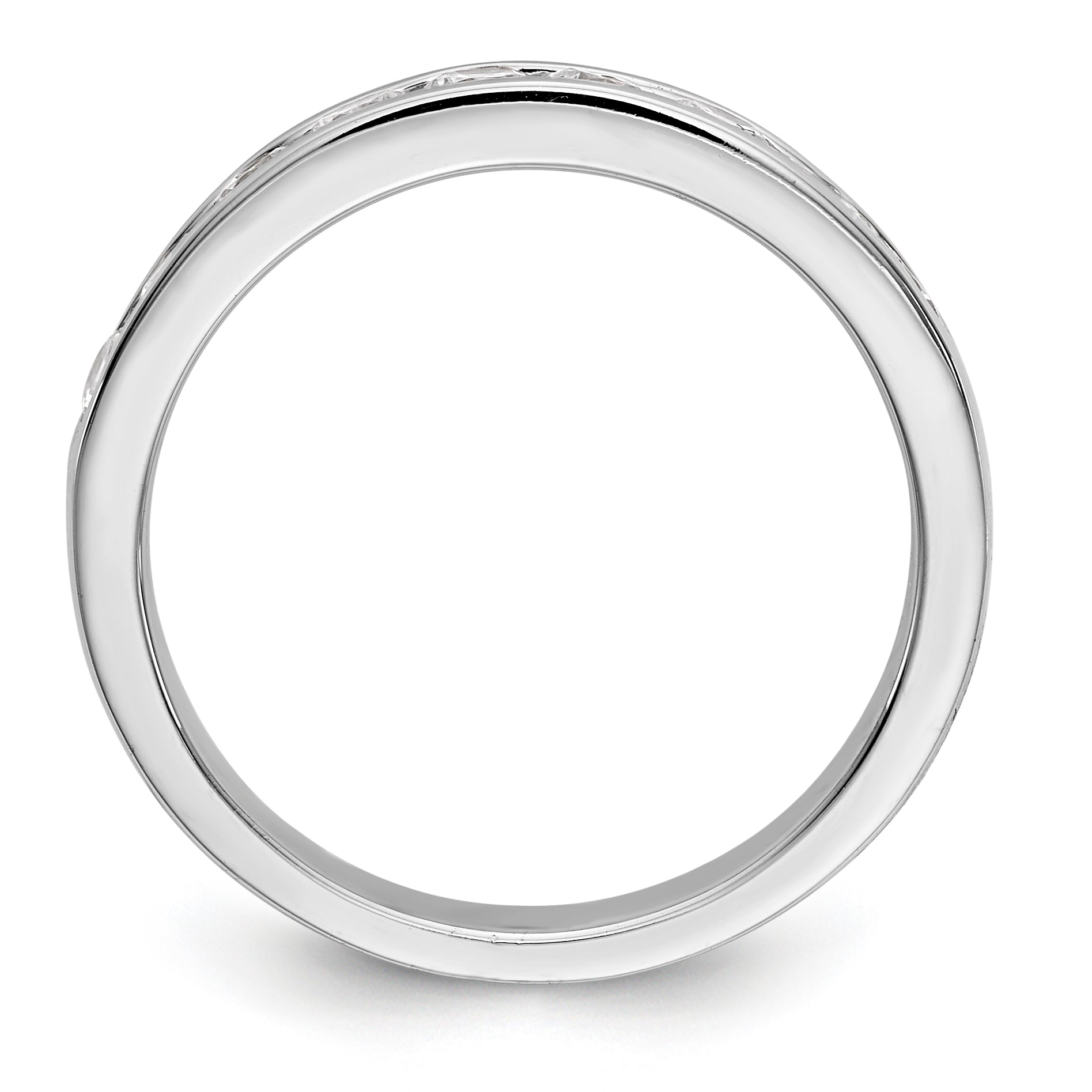 14K White Gold 9-Stone 3/4 carat Round Diamond Complete Channel Band