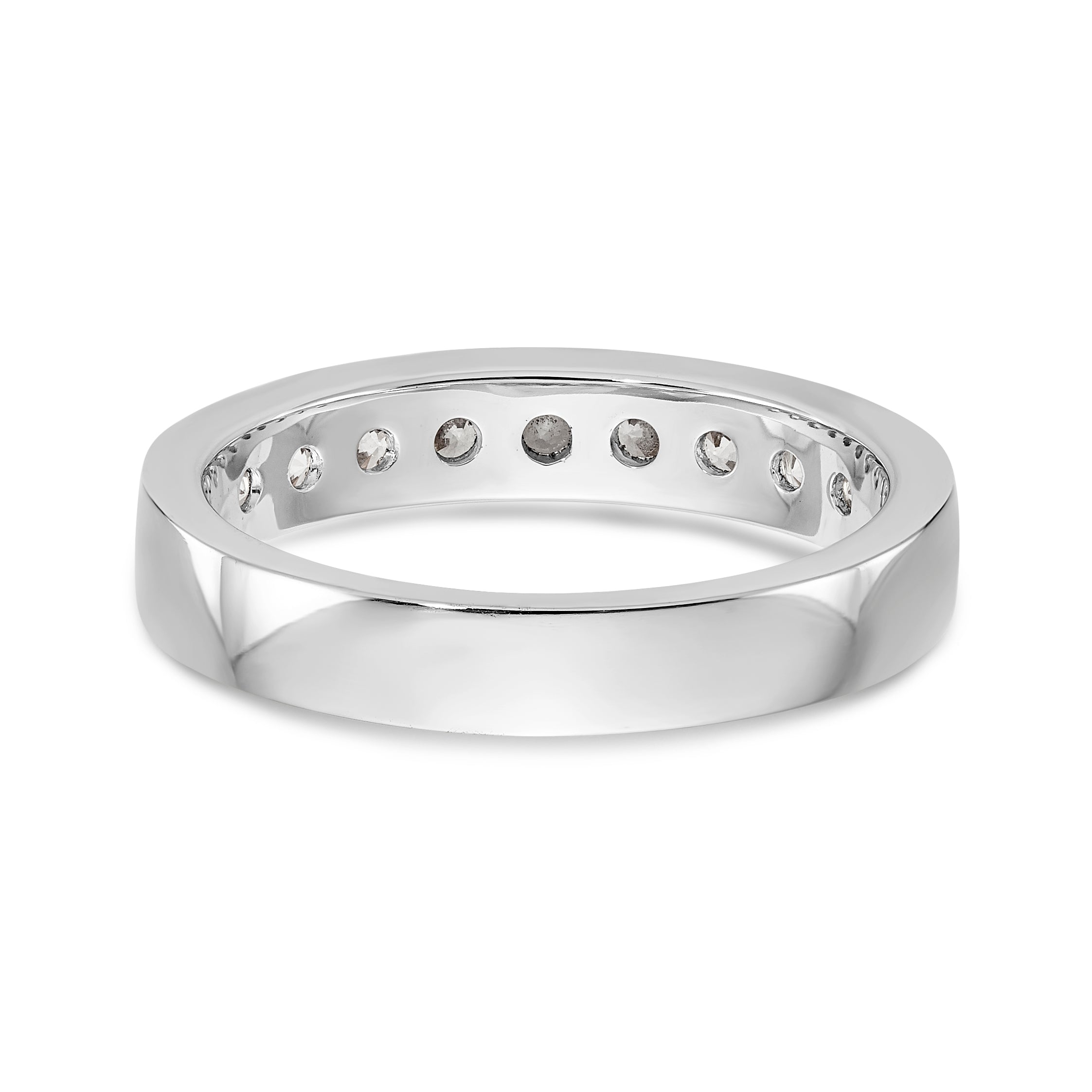 14K White Gold 9-Stone 3/4 carat Round Diamond Complete Channel Band