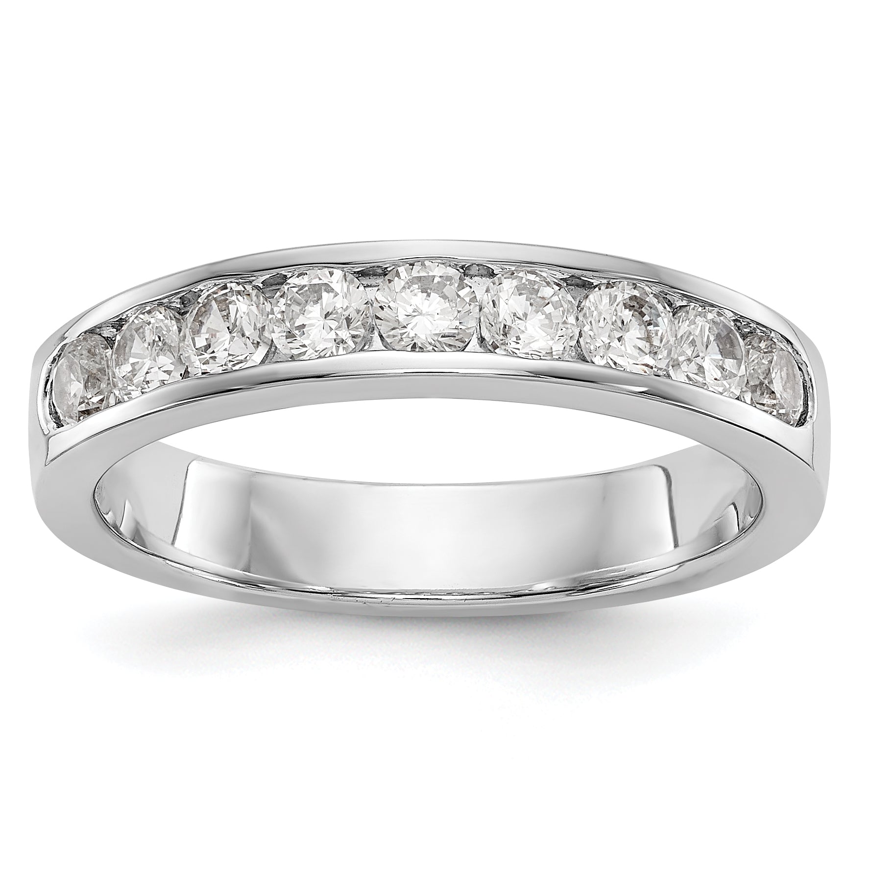 14K White Gold 9-Stone 3/4 carat Round Diamond Complete Channel Band Main image
