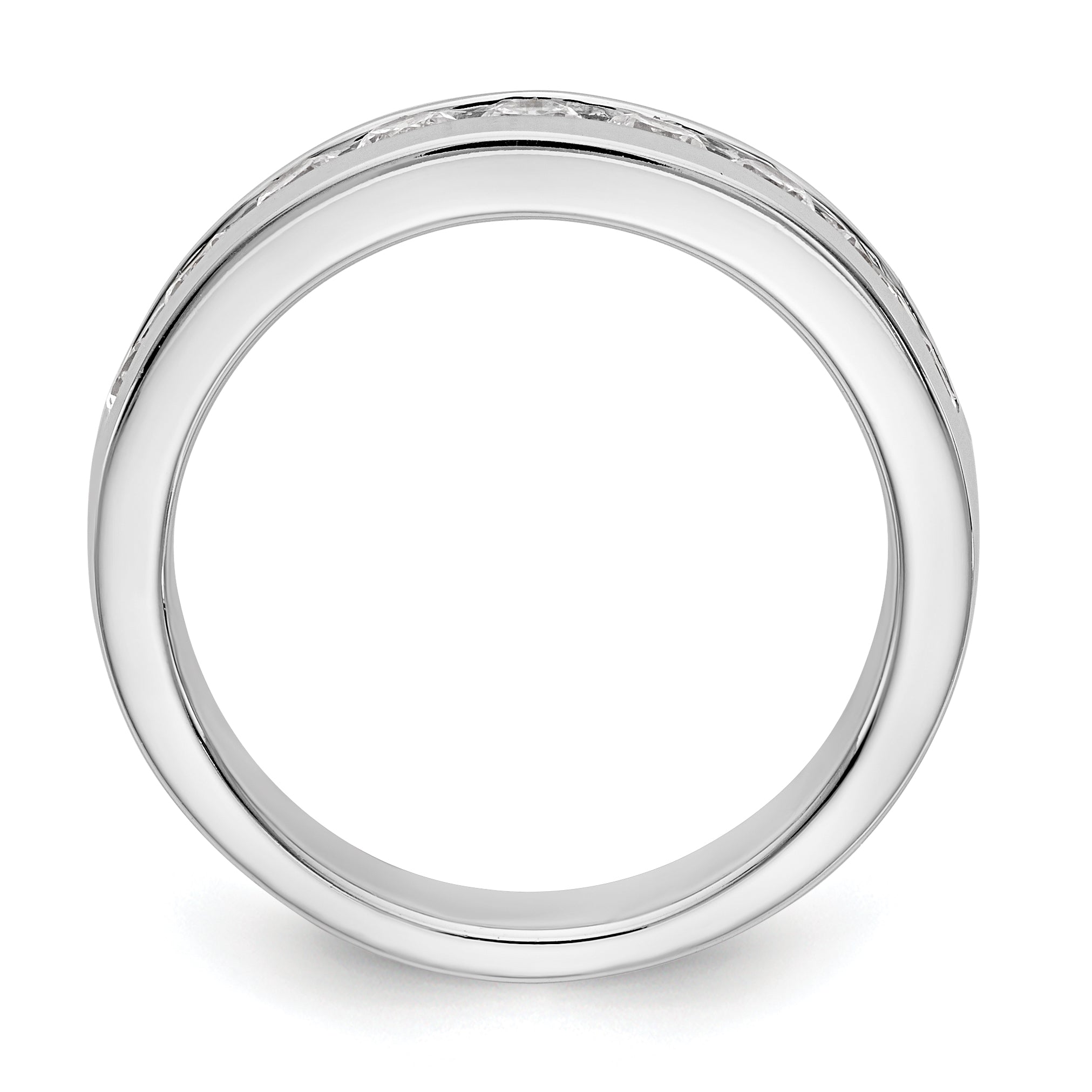 14K White Gold 9-Stone 7/8 carat Round Diamond Complete Channel Band