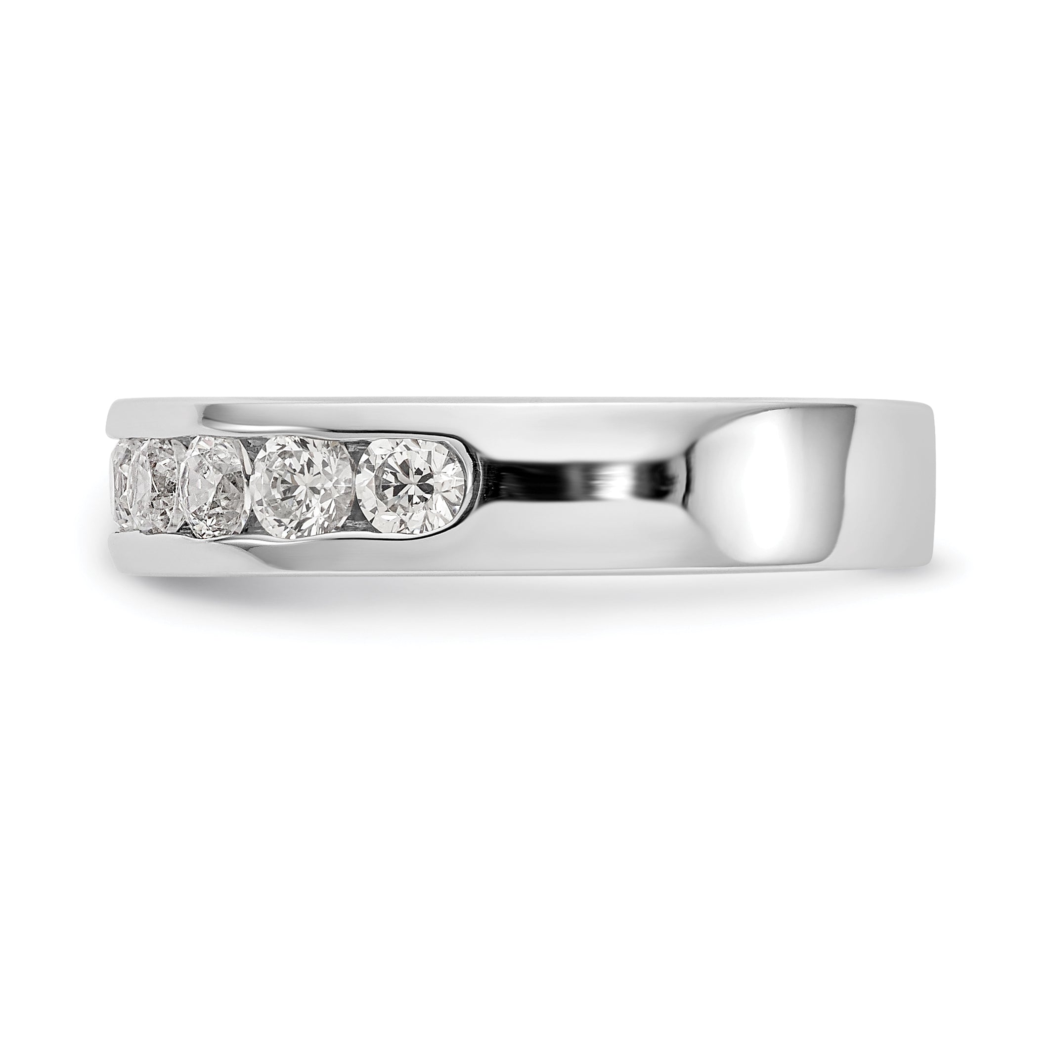 14K White Gold 9-Stone 7/8 carat Round Diamond Complete Channel Band