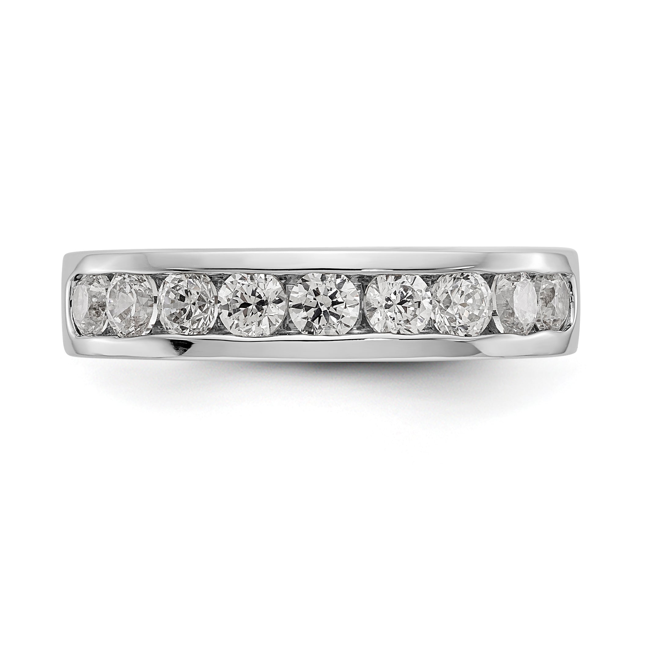 14K White Gold 9-Stone 7/8 carat Round Diamond Complete Channel Band - 6