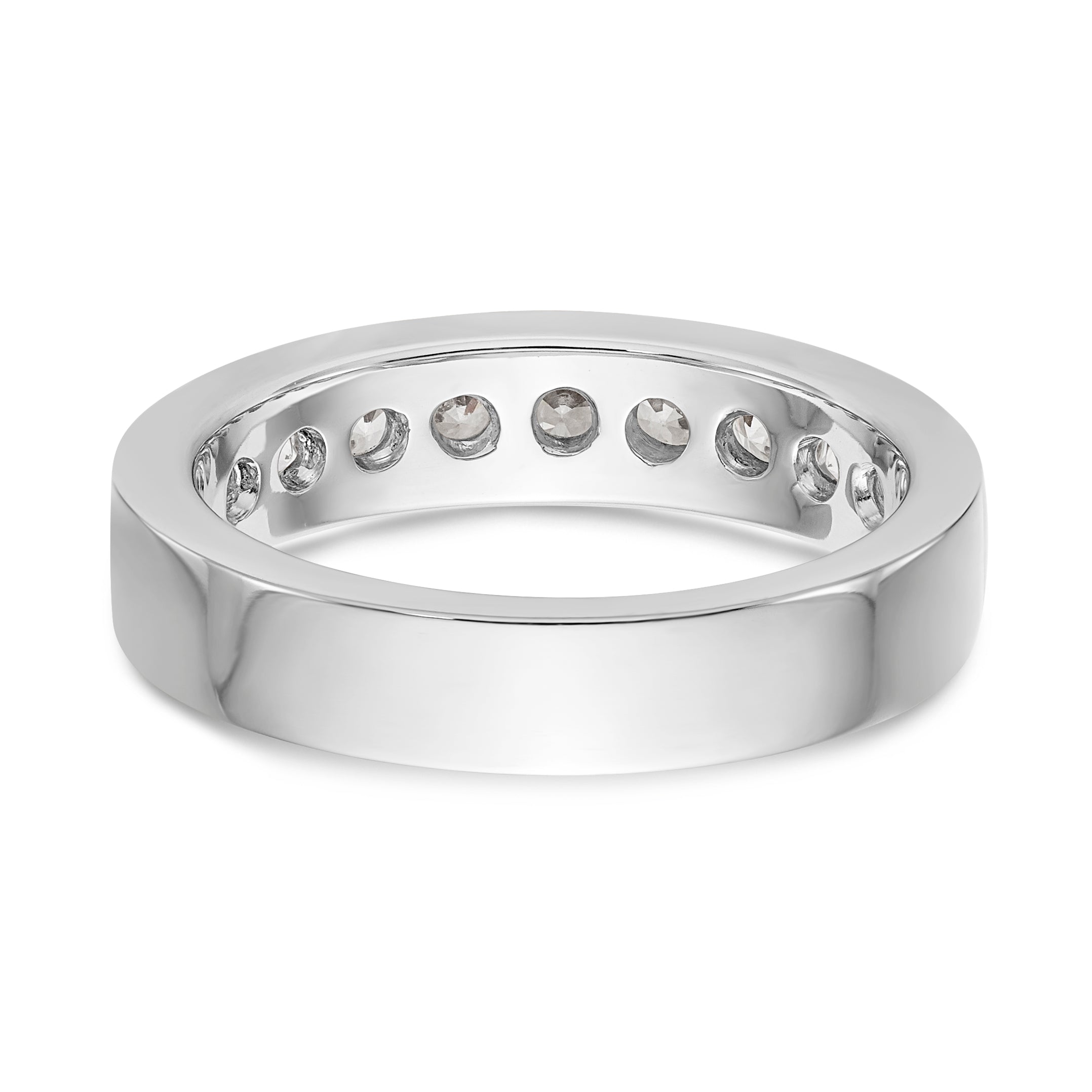 14K White Gold 9-Stone 7/8 carat Round Diamond Complete Channel Band - 6