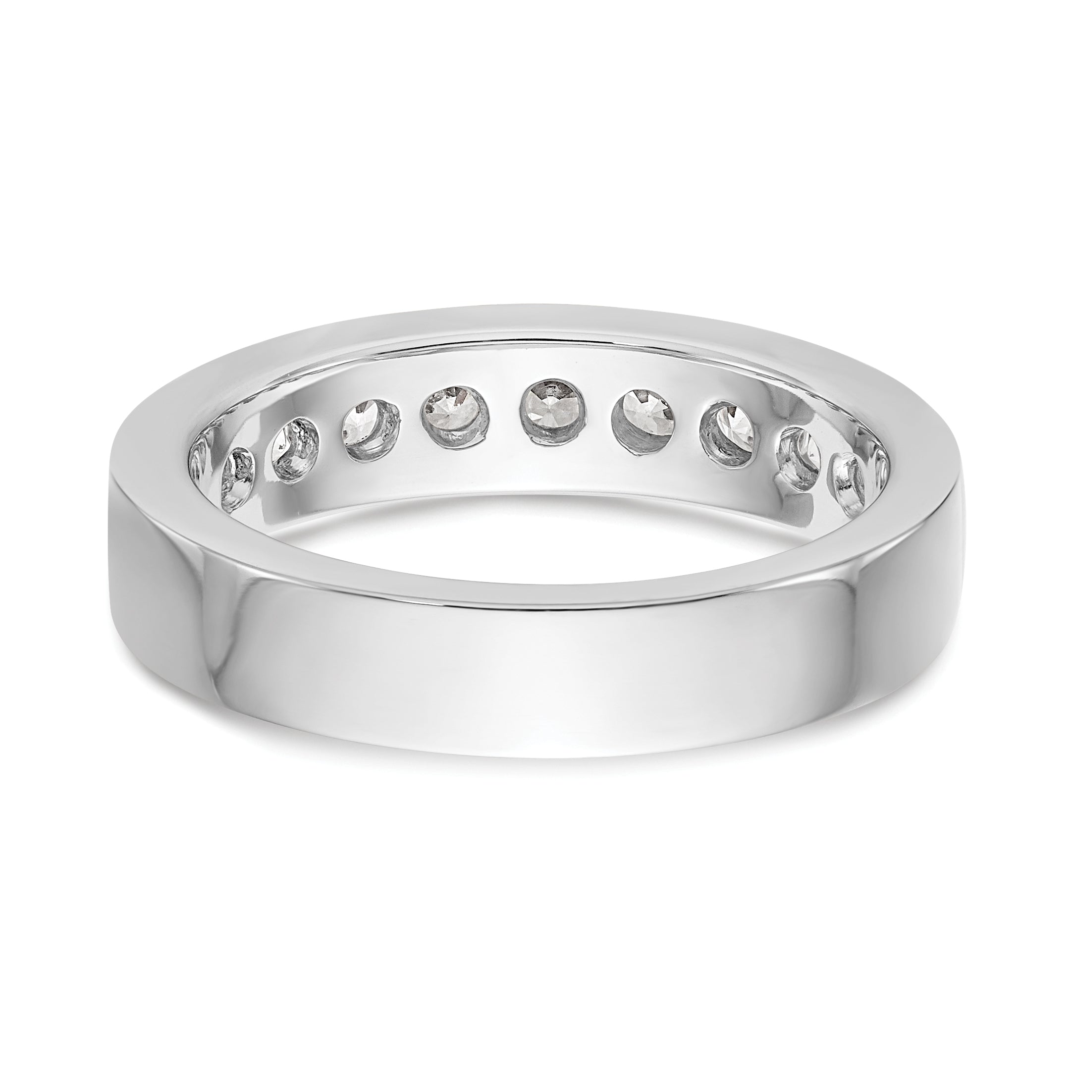 14K White Gold 9-Stone 7/8 carat Round Diamond Complete Channel Band
