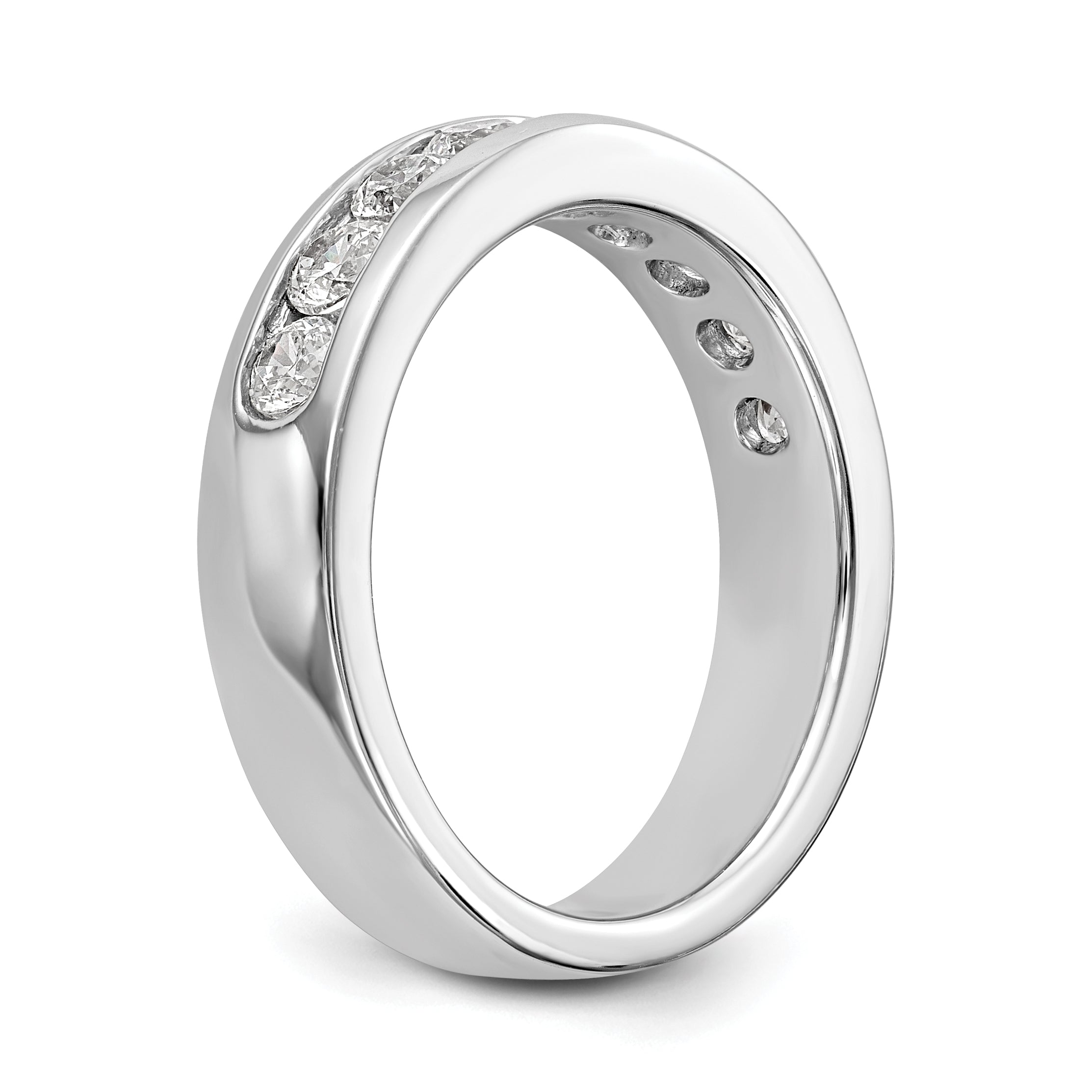 14K White Gold 9-Stone 7/8 carat Round Diamond Complete Channel Band