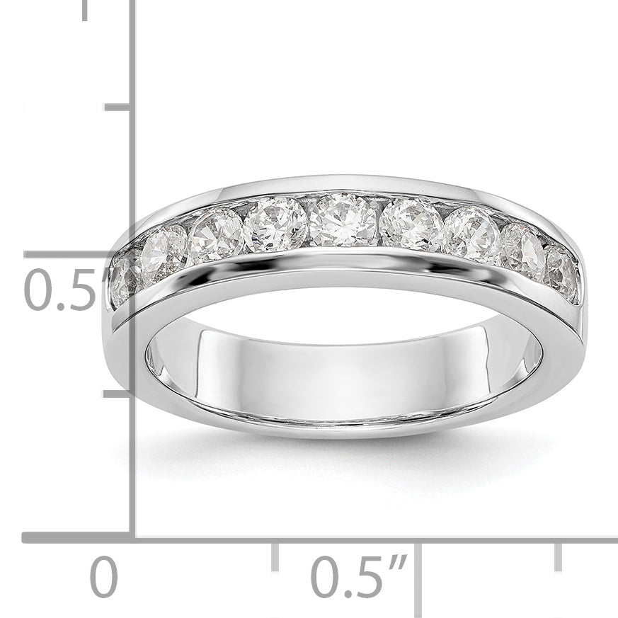 14K White Gold 9-Stone 7/8 carat Round Diamond Complete Channel Band