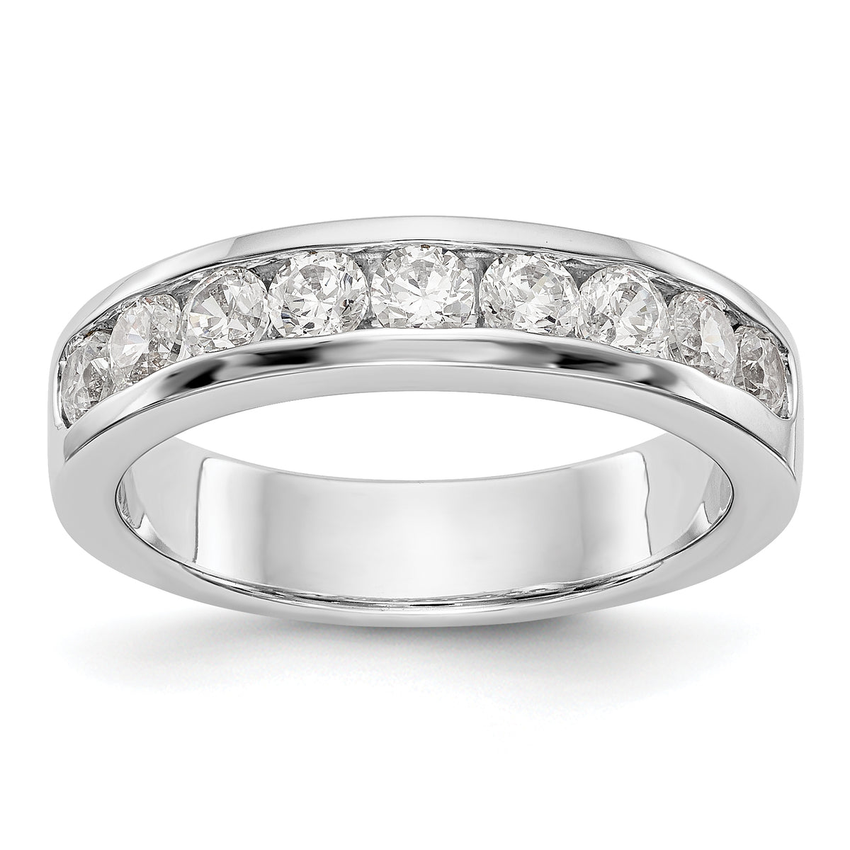 14K White Gold 9-Stone 7/8 carat Round Diamond Complete Channel Band - 6