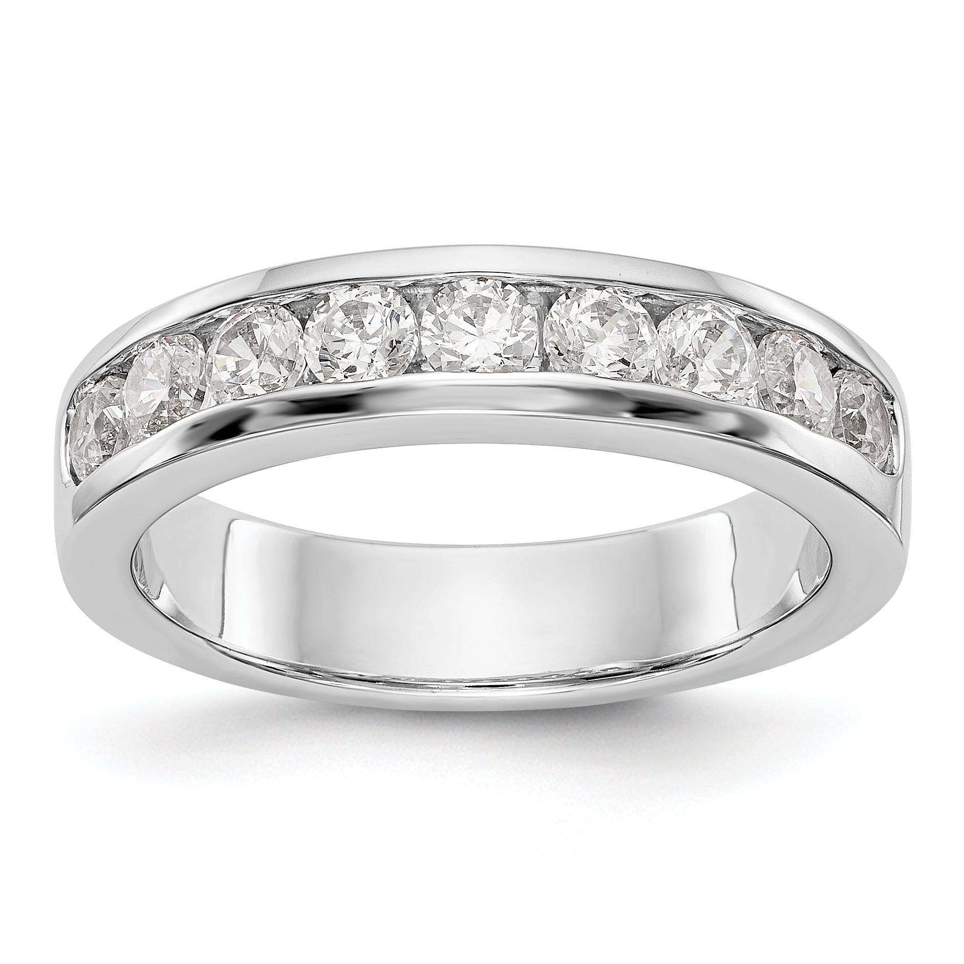 14K White Gold 9-Stone 7/8 carat Round Diamond Complete Channel Band Main image