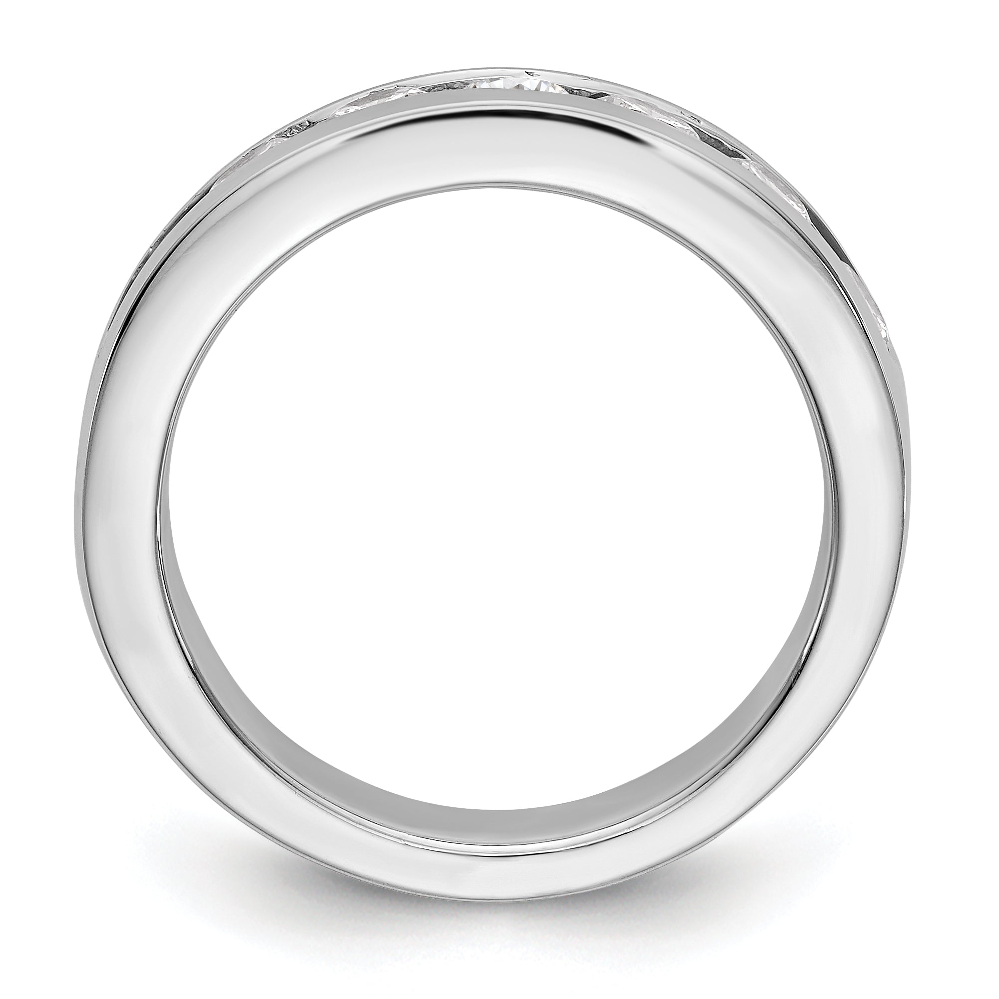 14K White Gold 9-Stone 1.3 carat Round Diamond Complete Channel Band