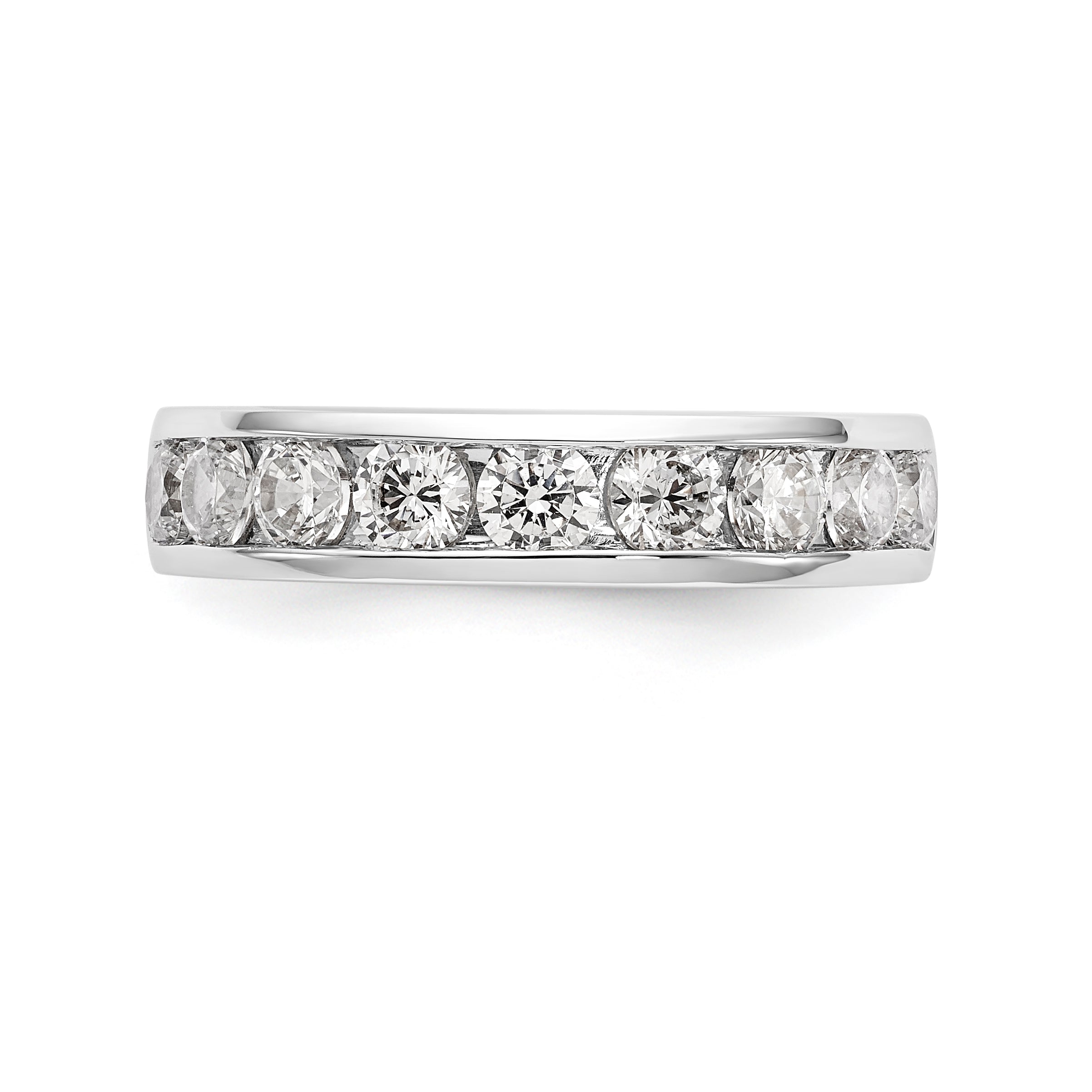 14K White Gold 9-Stone 1.3 carat Round Diamond Complete Channel Band - 6