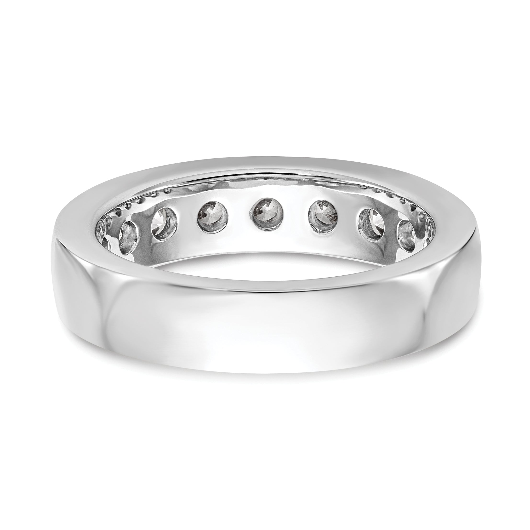 14K White Gold 9-Stone 1.3 carat Round Diamond Complete Channel Band
