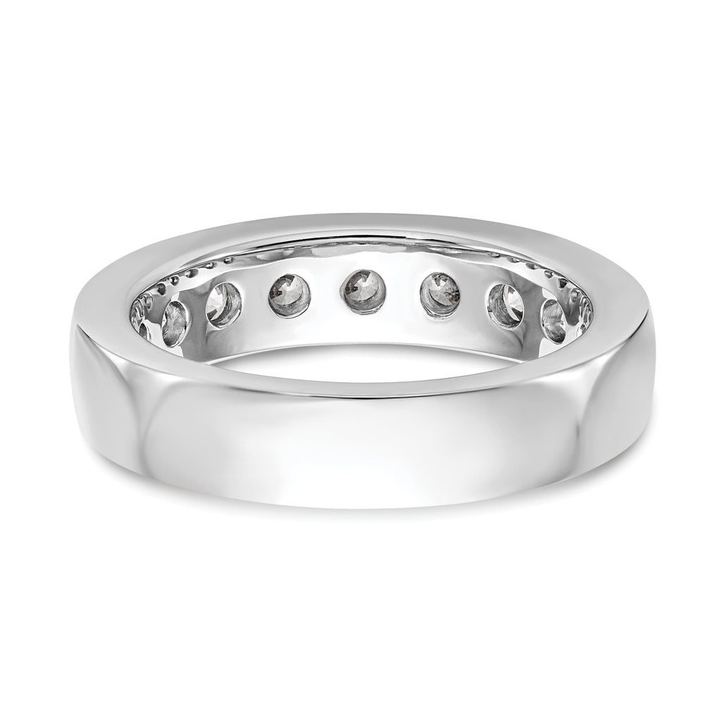 14K White Gold 9-Stone 1.3 carat Round Diamond Complete Channel Band