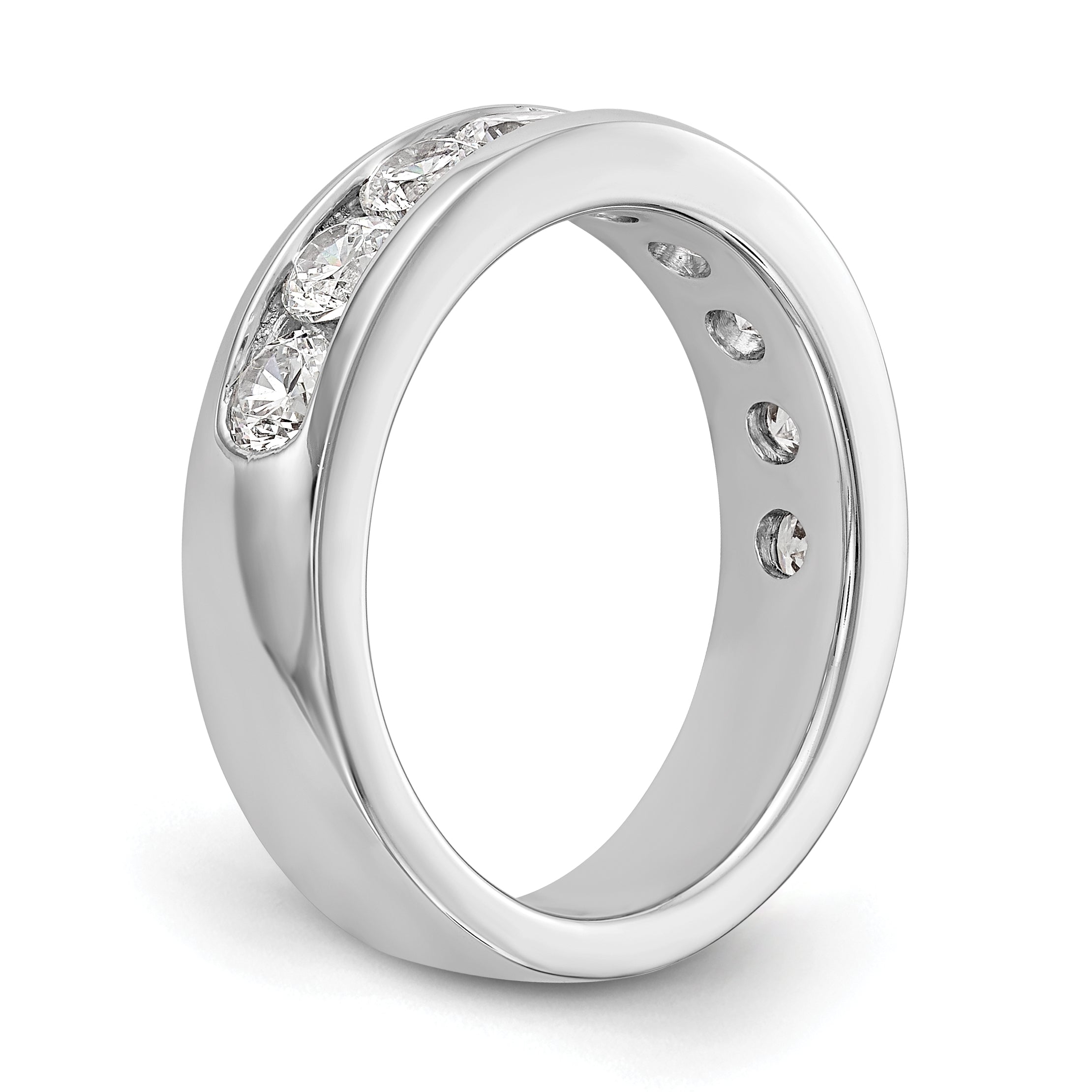 14K White Gold 9-Stone 1.3 carat Round Diamond Complete Channel Band