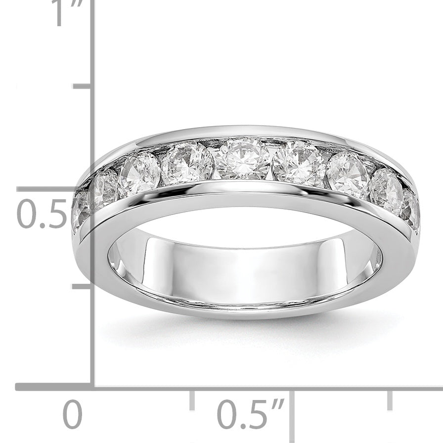 14K White Gold 9-Stone 1.3 carat Round Diamond Complete Channel Band