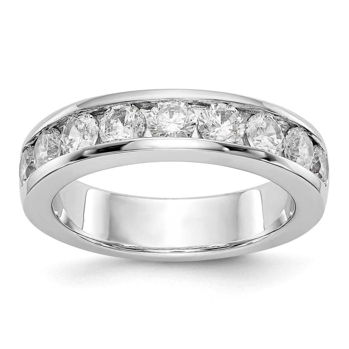 14K White Gold 9-Stone 1.3 carat Round Diamond Complete Channel Band - 6