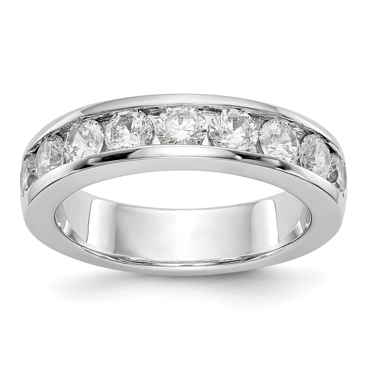 14K White Gold 9-Stone 1.3 carat Round Diamond Complete Channel Band