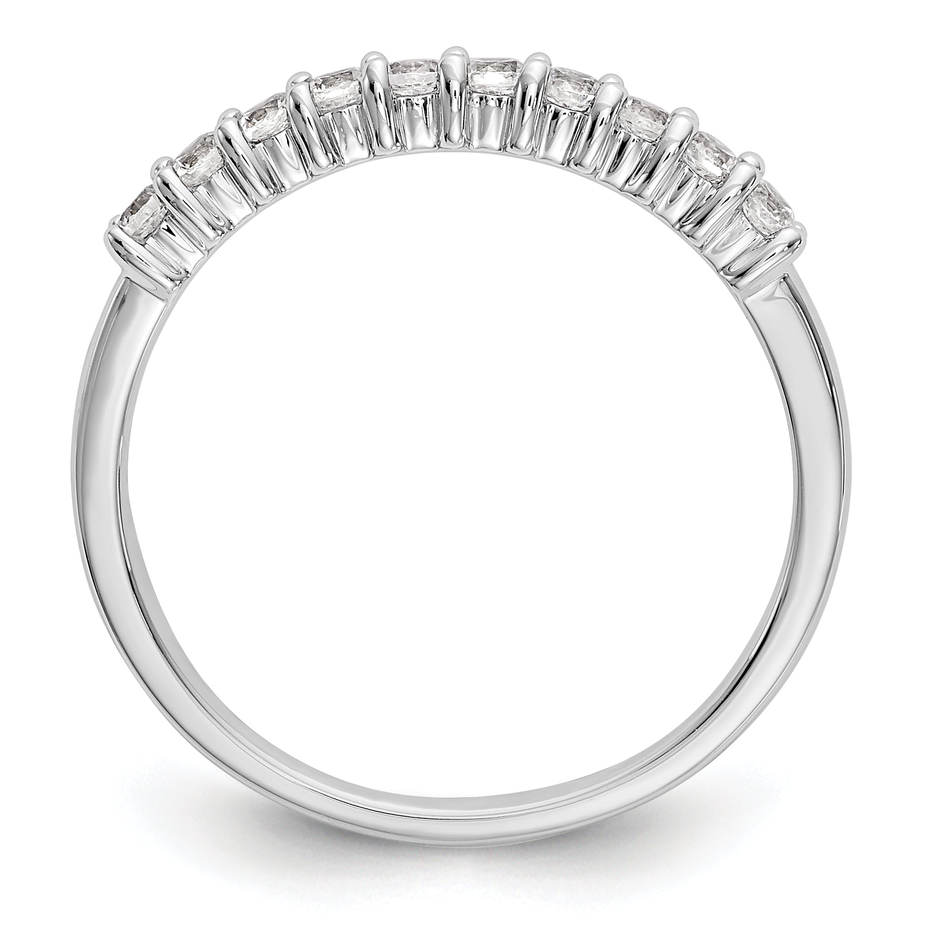 14K White Gold 11-Stone Shared Prong 1/3 carat Complete Round Diamond Band