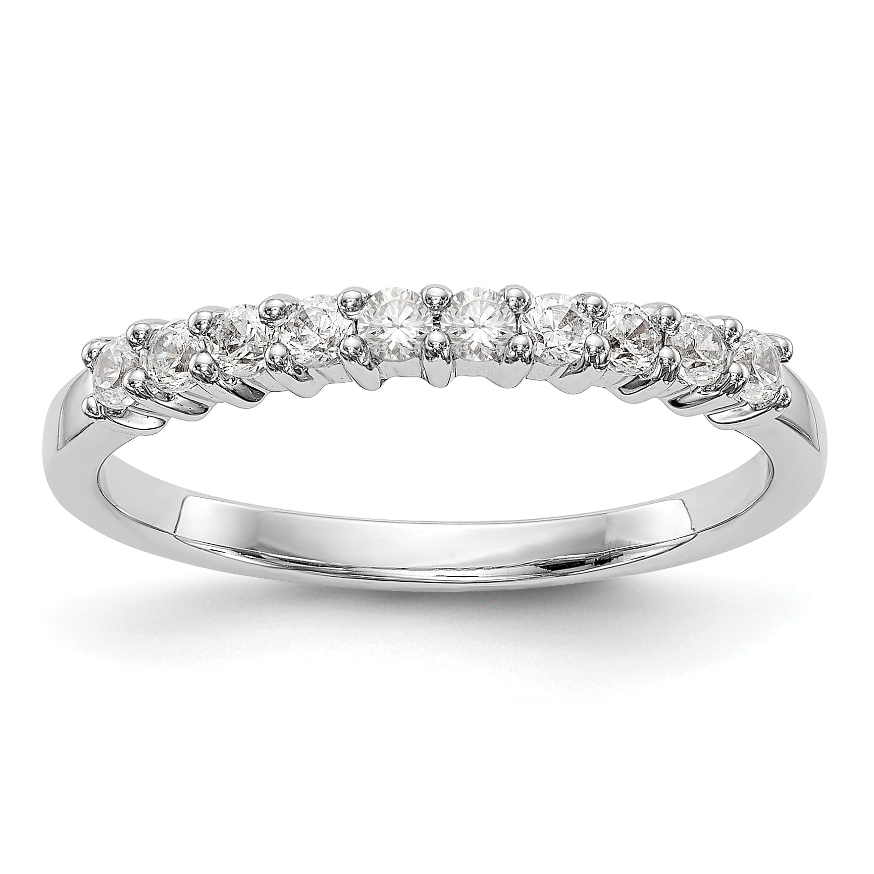 14K White Gold 11-Stone Shared Prong 1/3 carat Complete Round Diamond Band Main image