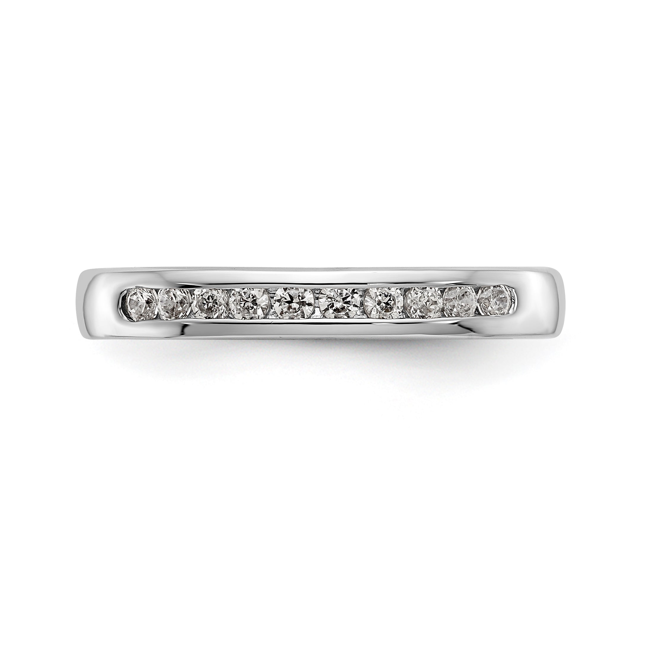 14K White Gold 10-Stone 1/5 carat Round Diamond Complete Channel Band