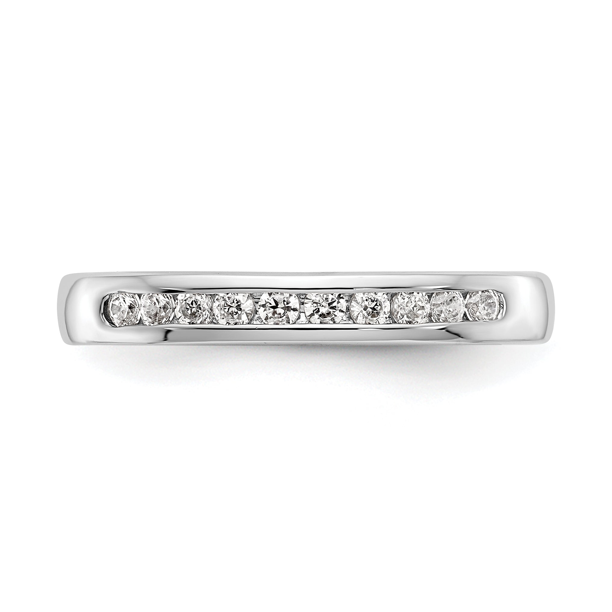 14K White Gold 10-Stone 1/5 carat Round Diamond Complete Channel Band