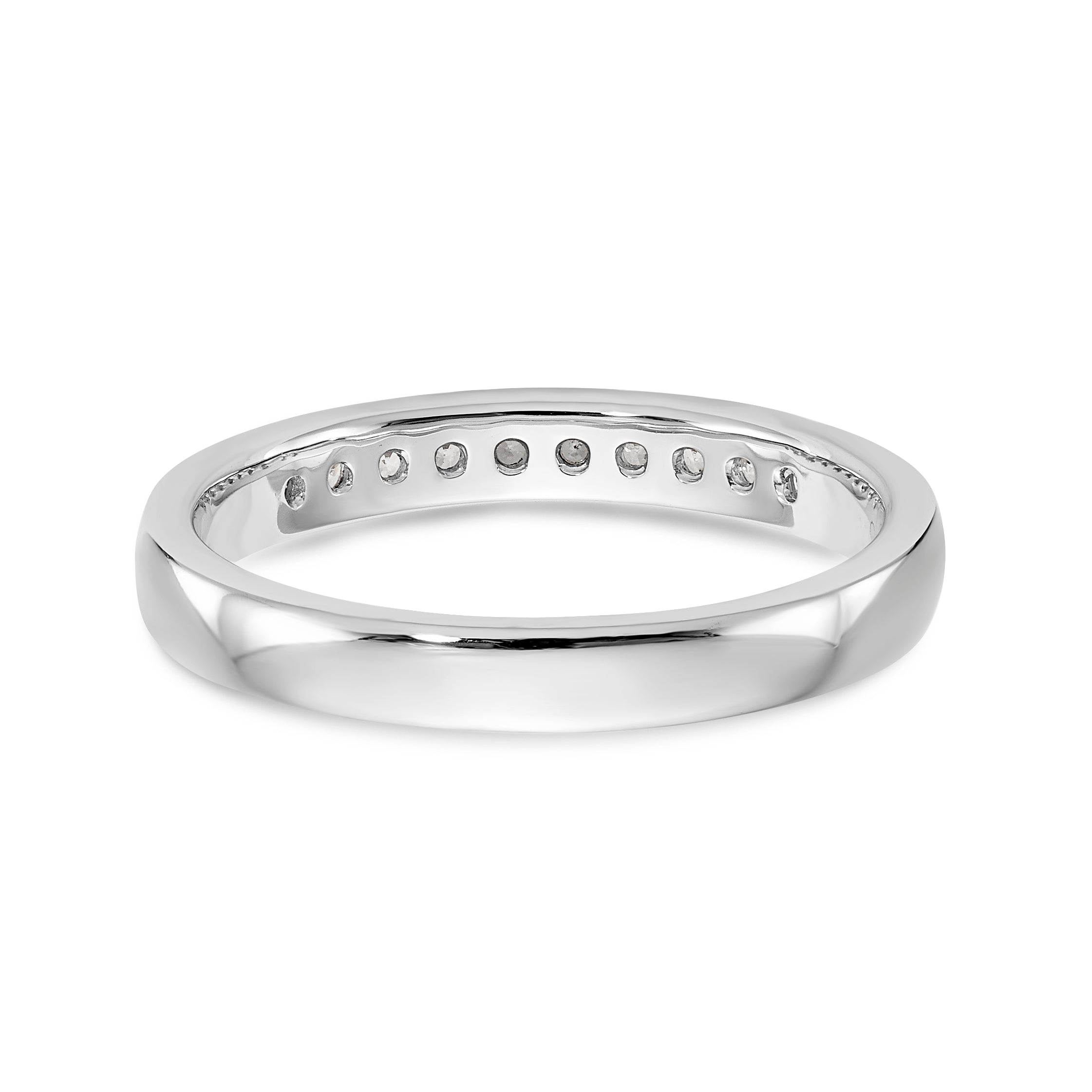 14K White Gold 10-Stone 1/5 carat Round Diamond Complete Channel Band