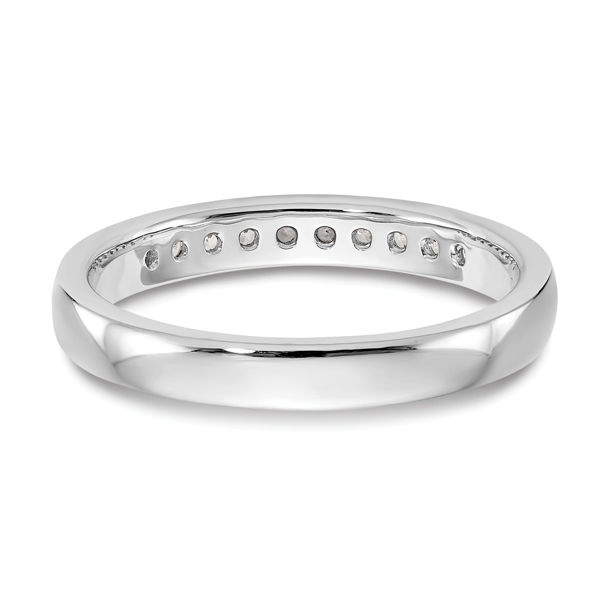 14K White Gold 10-Stone 1/5 carat Round Diamond Complete Channel Band